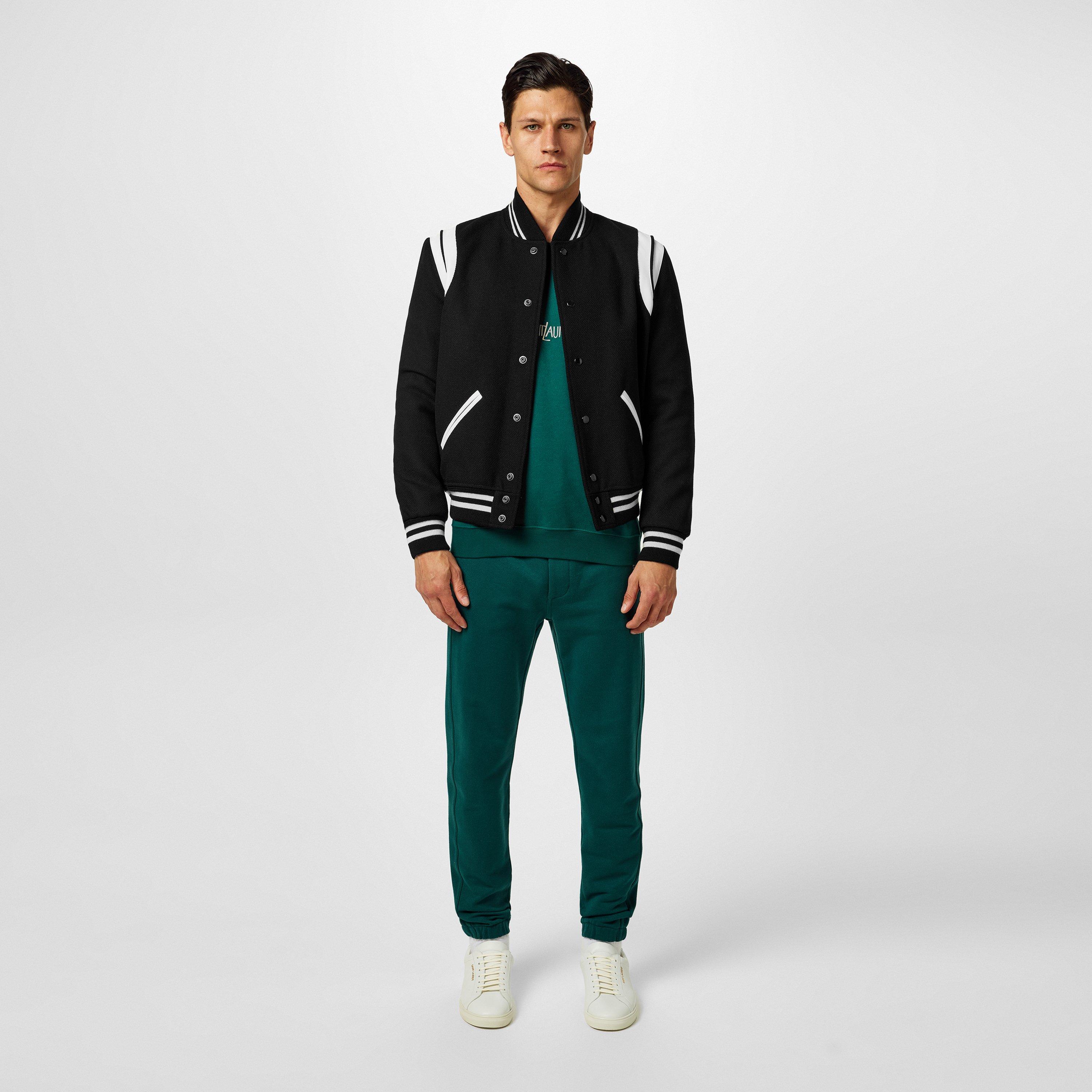 Noir/Blanc - Saint Laurent - Men's  Wool Long Sleeve Teddy Coat - 5