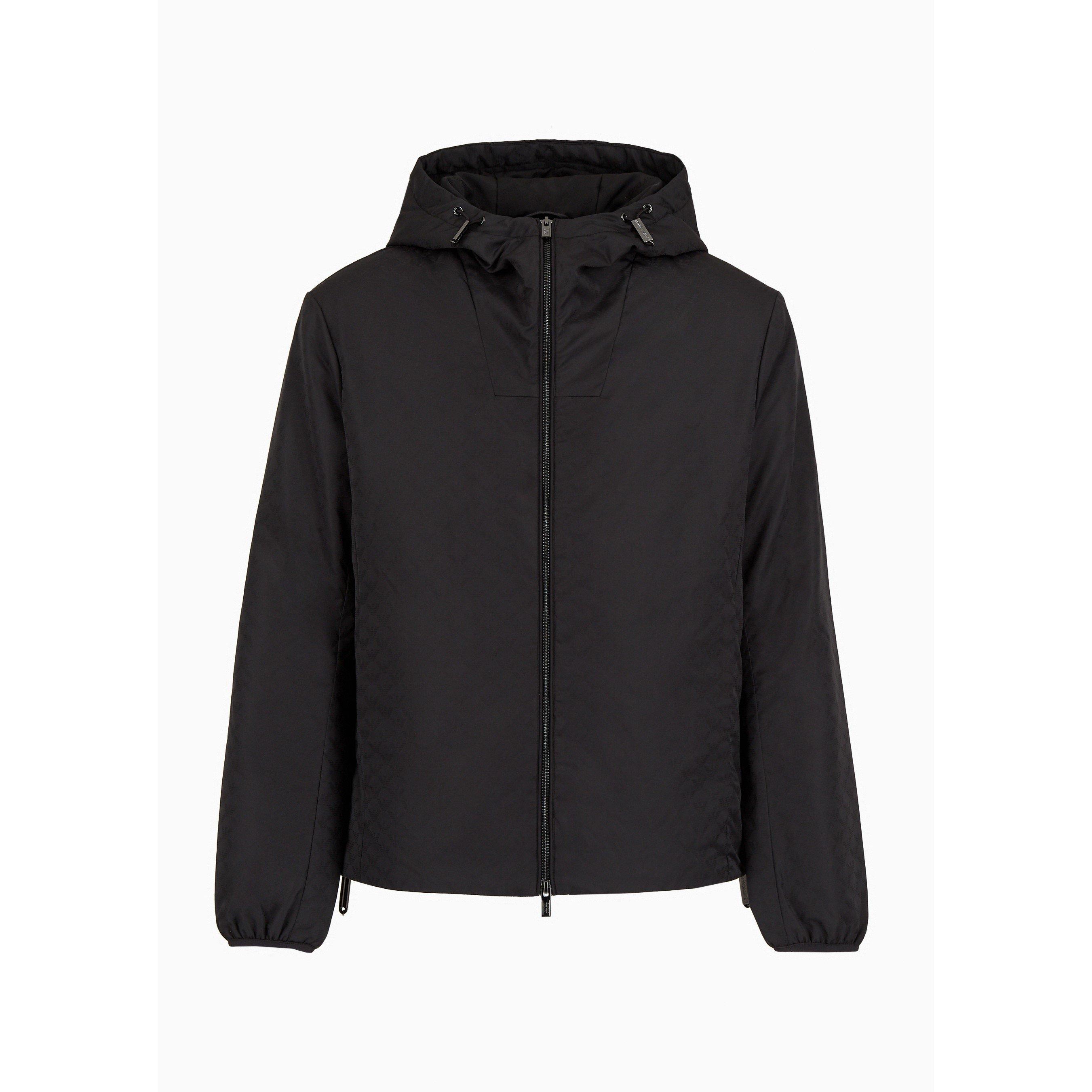 Black AOP F052 - Emporio Armani - Men's All Over Print Water Resistant Windproof Rain Anorak - 1