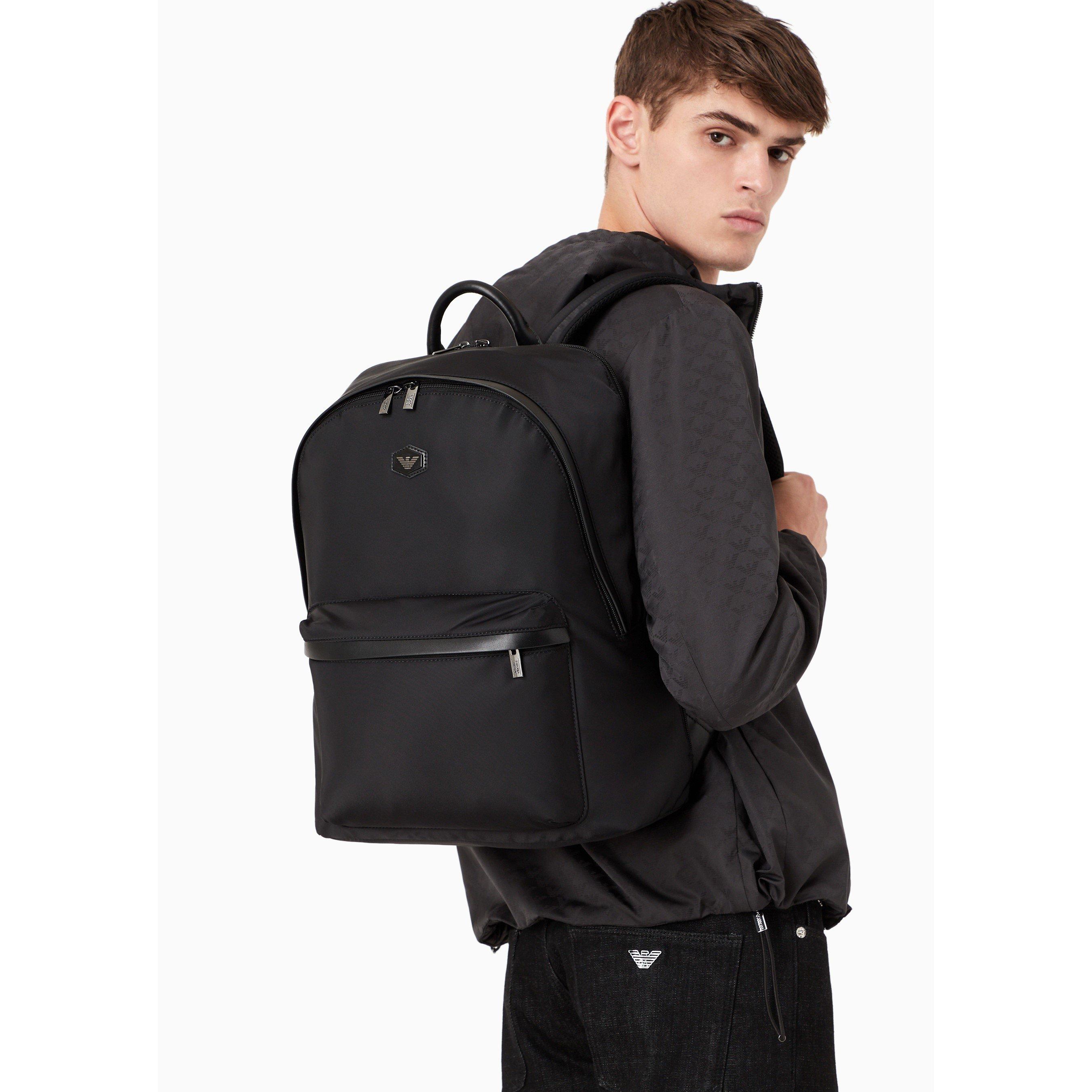 Black AOP F052 - Emporio Armani - Men's All Over Print Water Resistant Windproof Rain Anorak - 5