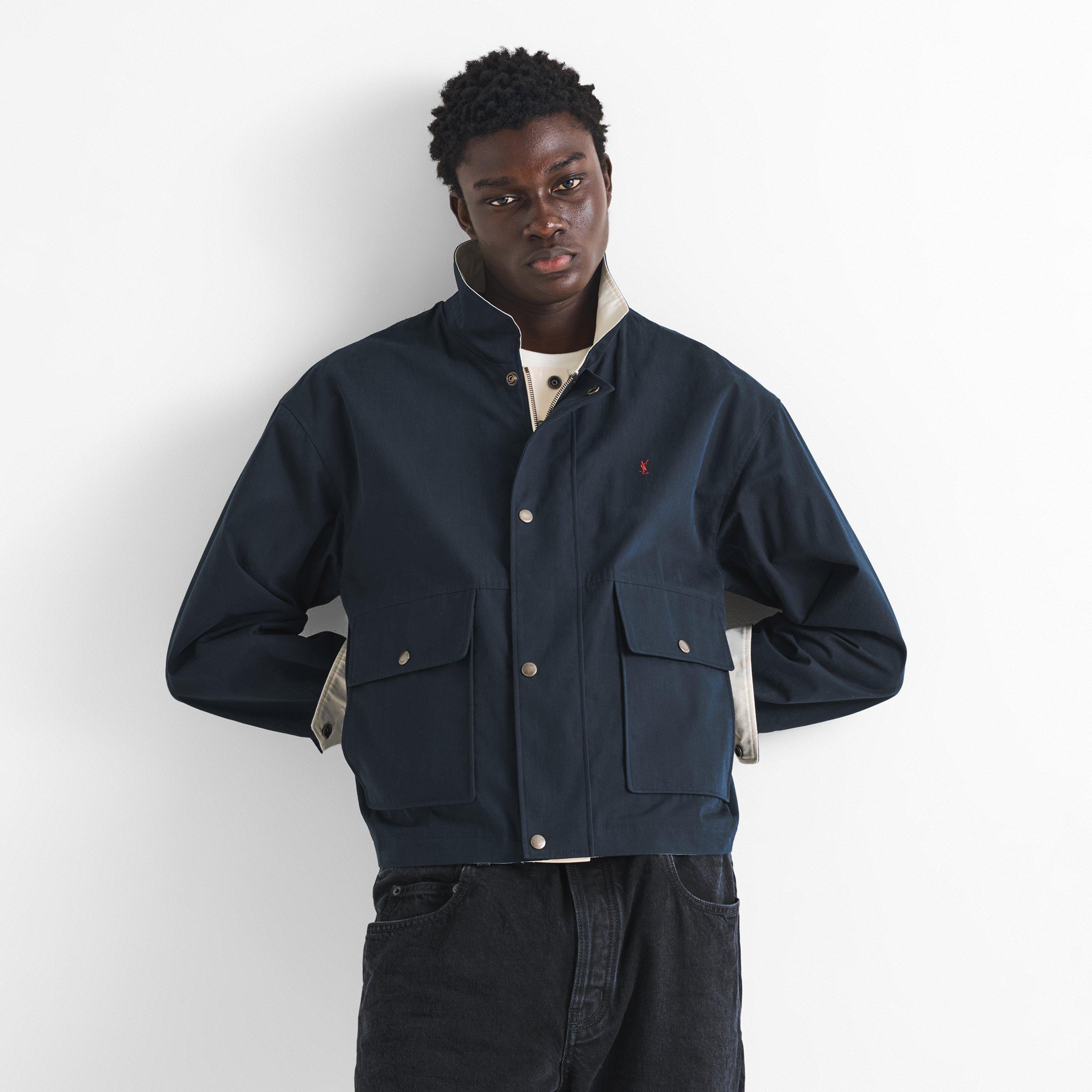 Navy - Saint Laurent - Men's Logo Collar Bomber Jacket - 3