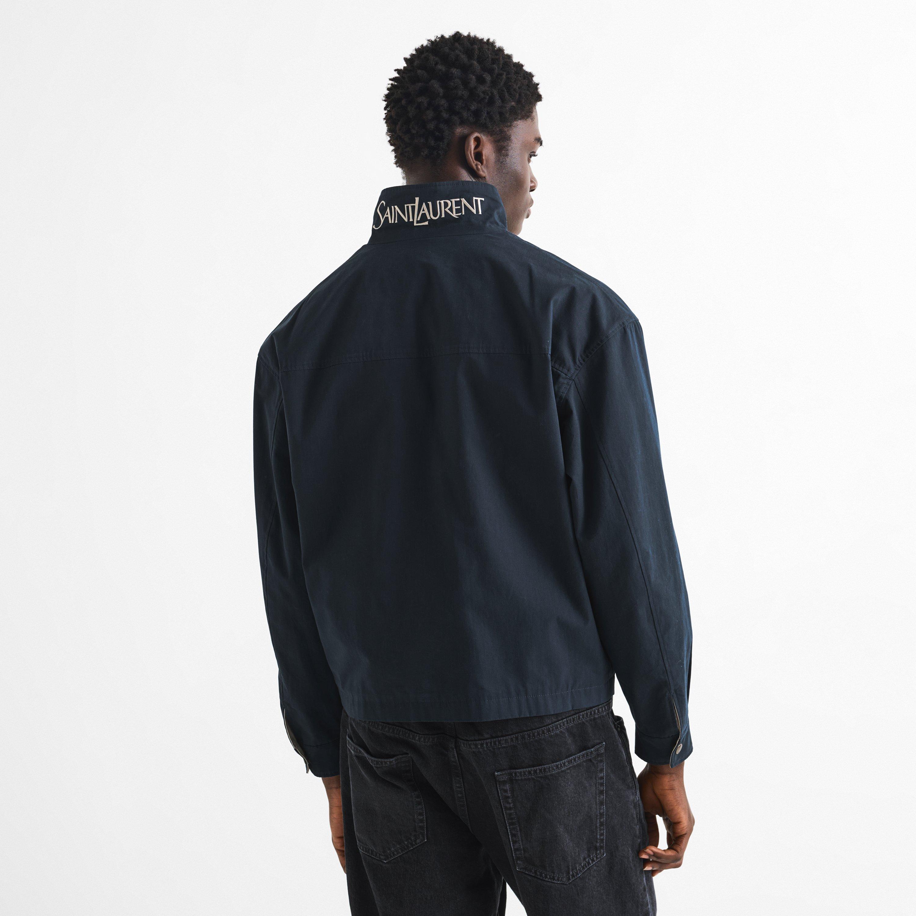 Navy - Saint Laurent - Men's Logo Collar Bomber Jacket - 4