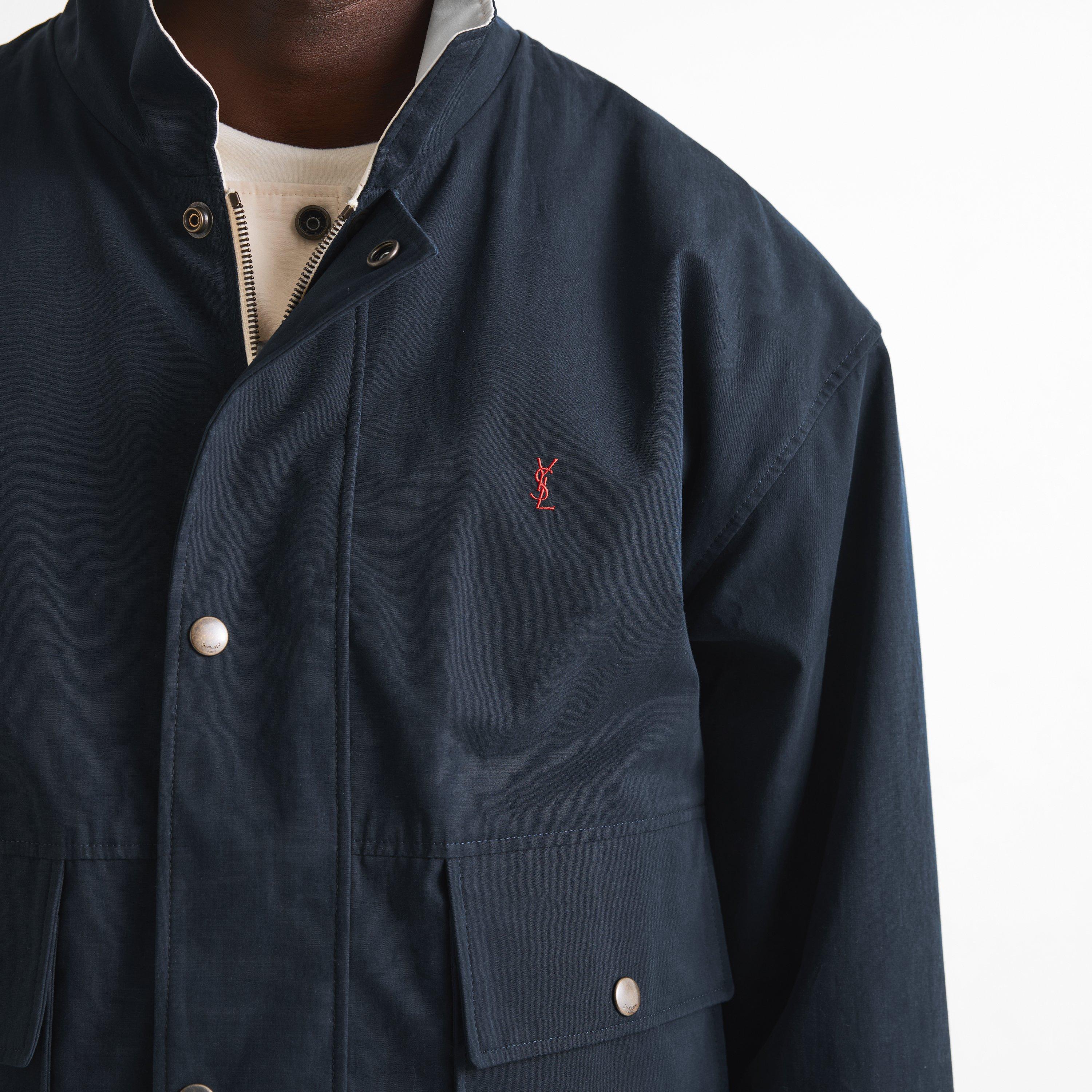 Navy - Saint Laurent - Men's Logo Collar Bomber Jacket - 5