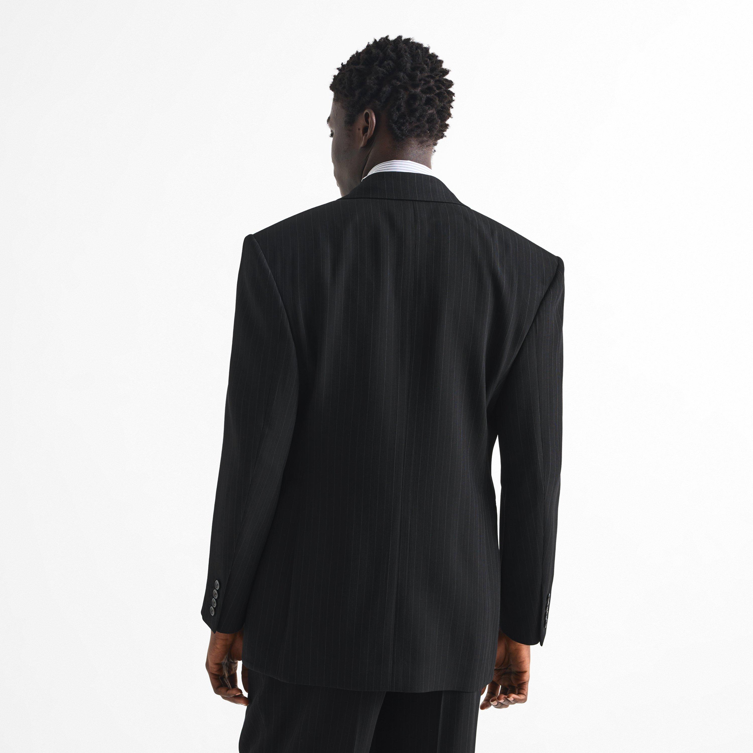 Grey - Saint Laurent - Men's Wool Pinstripe Double-Breasted Blazer - 4