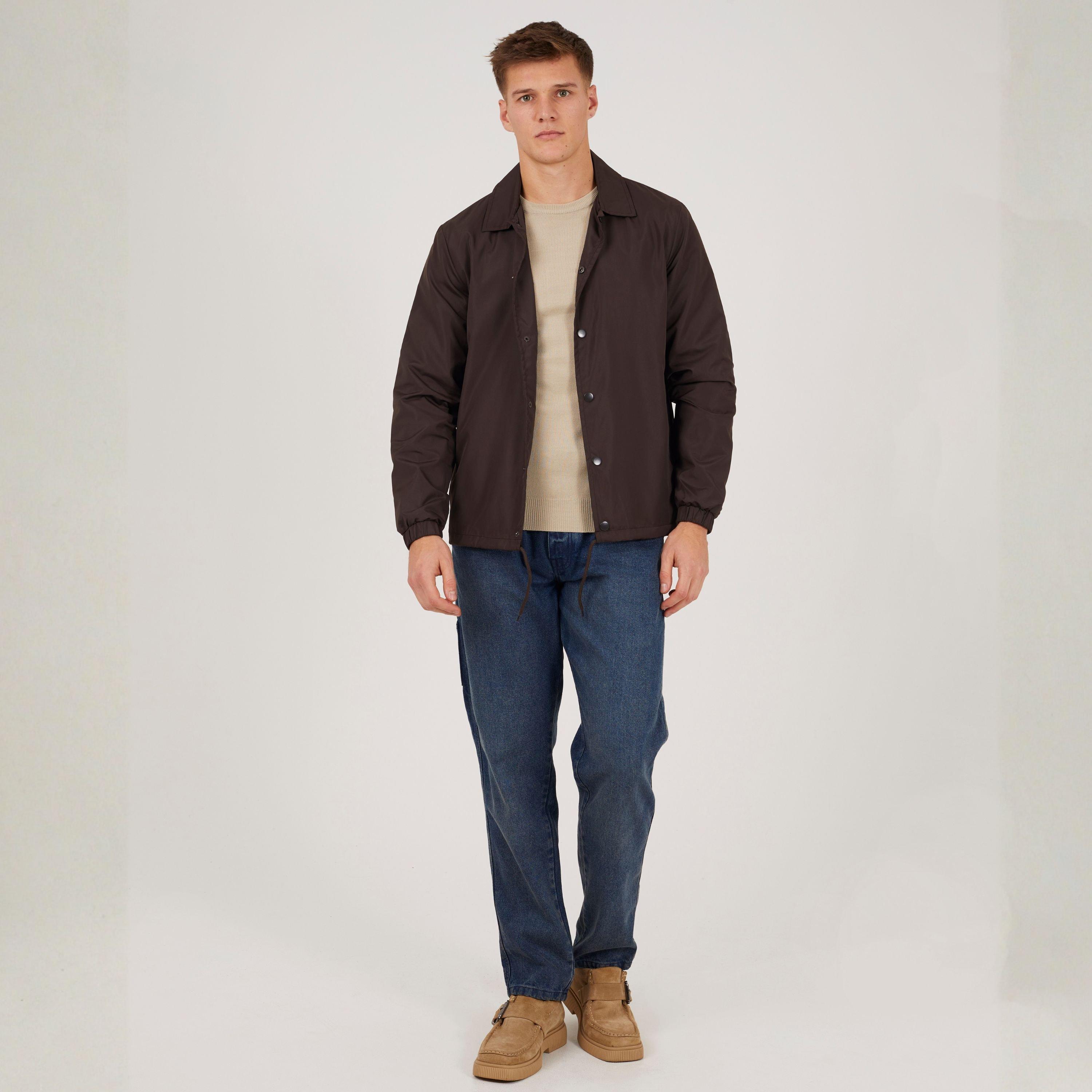 Marron Moka - Brave Soul - Men's Light Weight Coach Jacket - 4