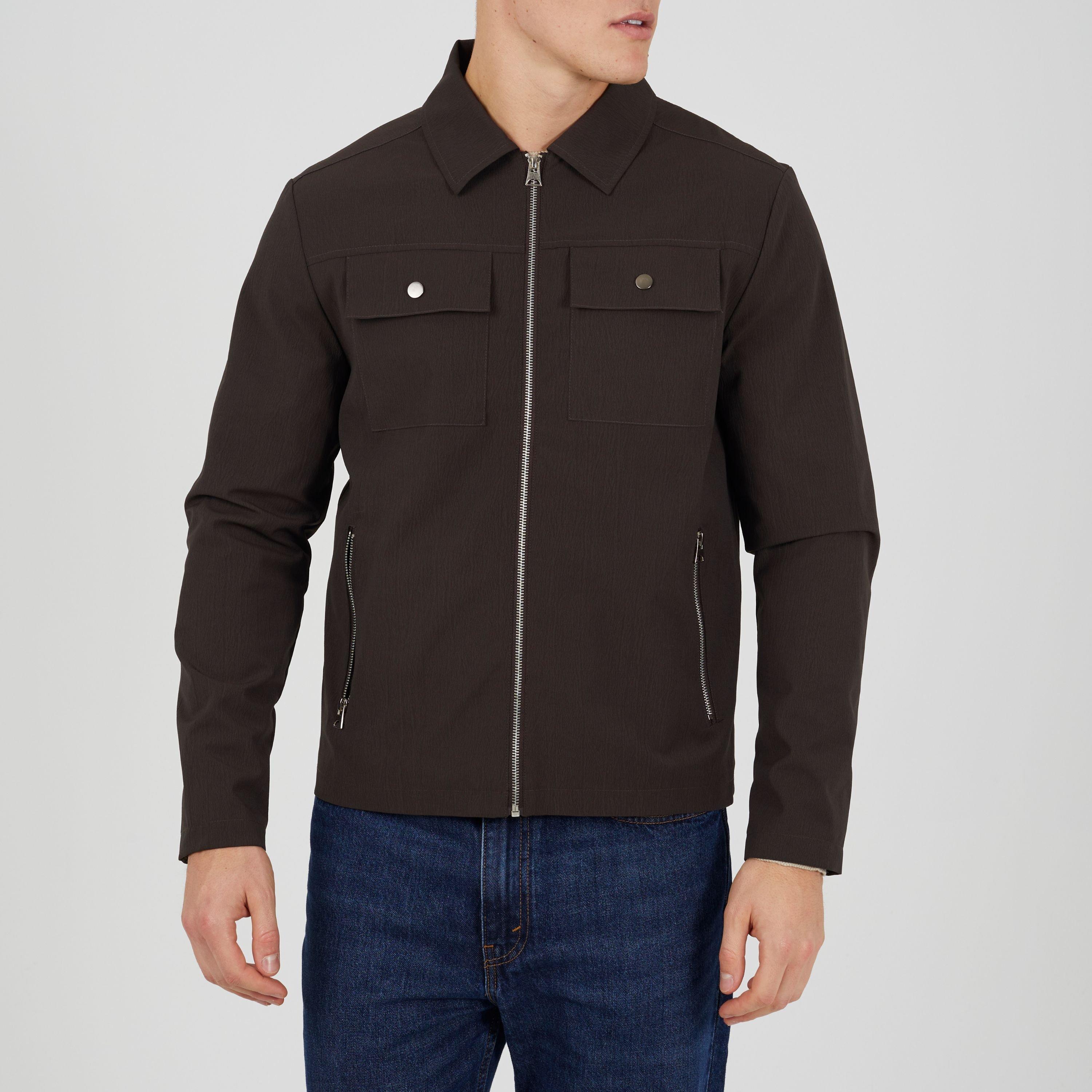 Brown - Brave Soul - Men's Zip Up Shacket Overshirt - 3