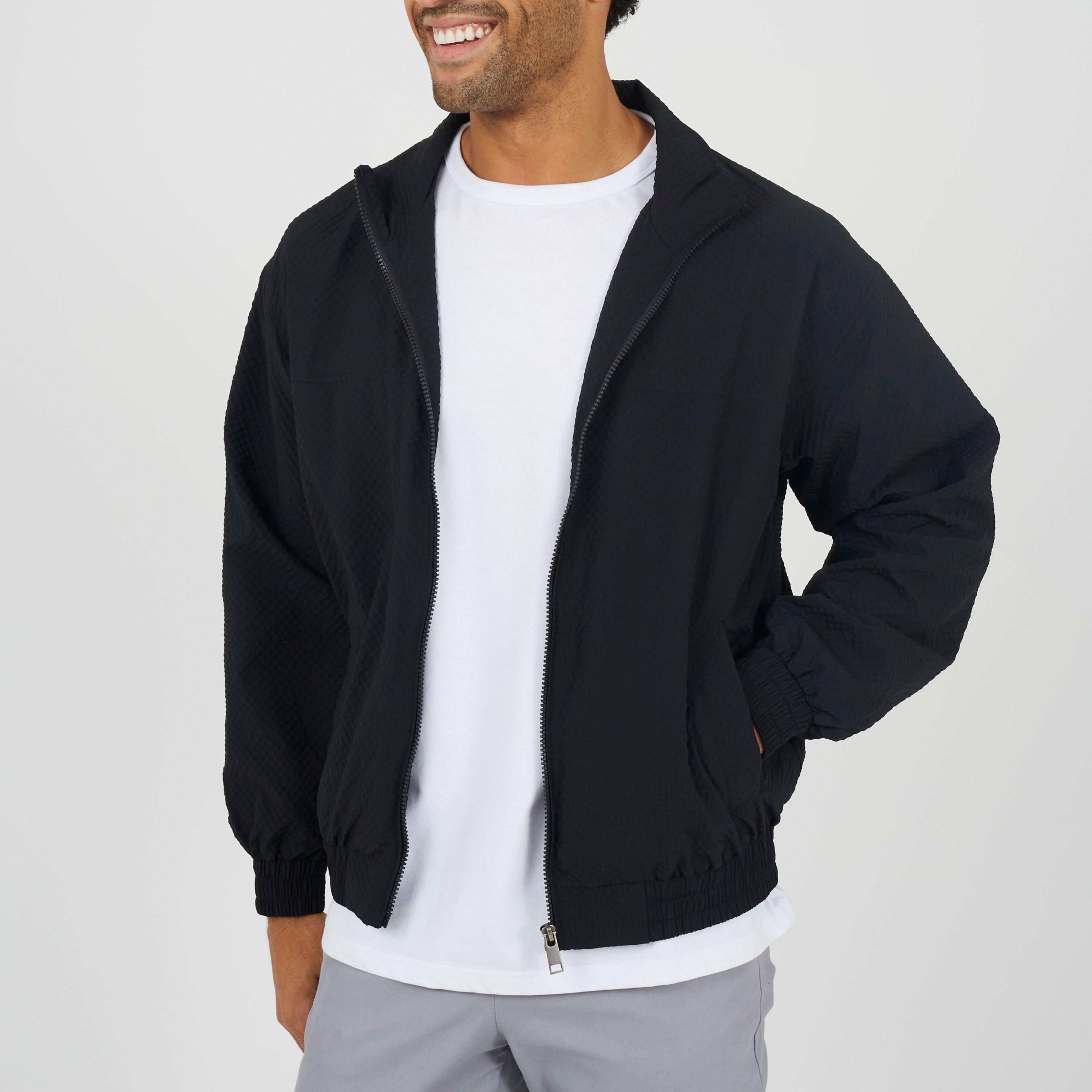 Black - Brave Soul - Men's Seersucker Oversized Coach Jacket - 1