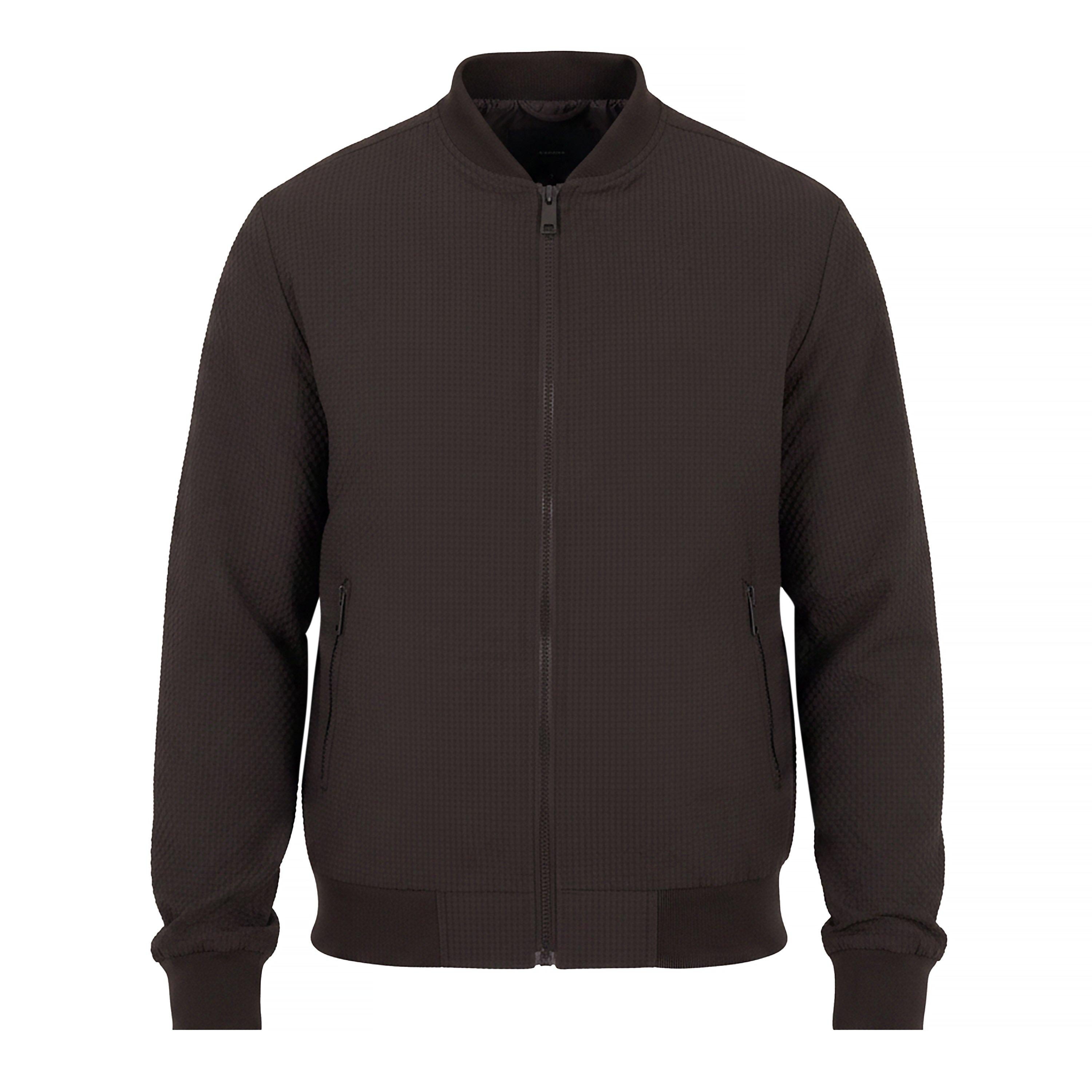Brown - Brave Soul - Men's Seersucker Bomber Jacket - 1