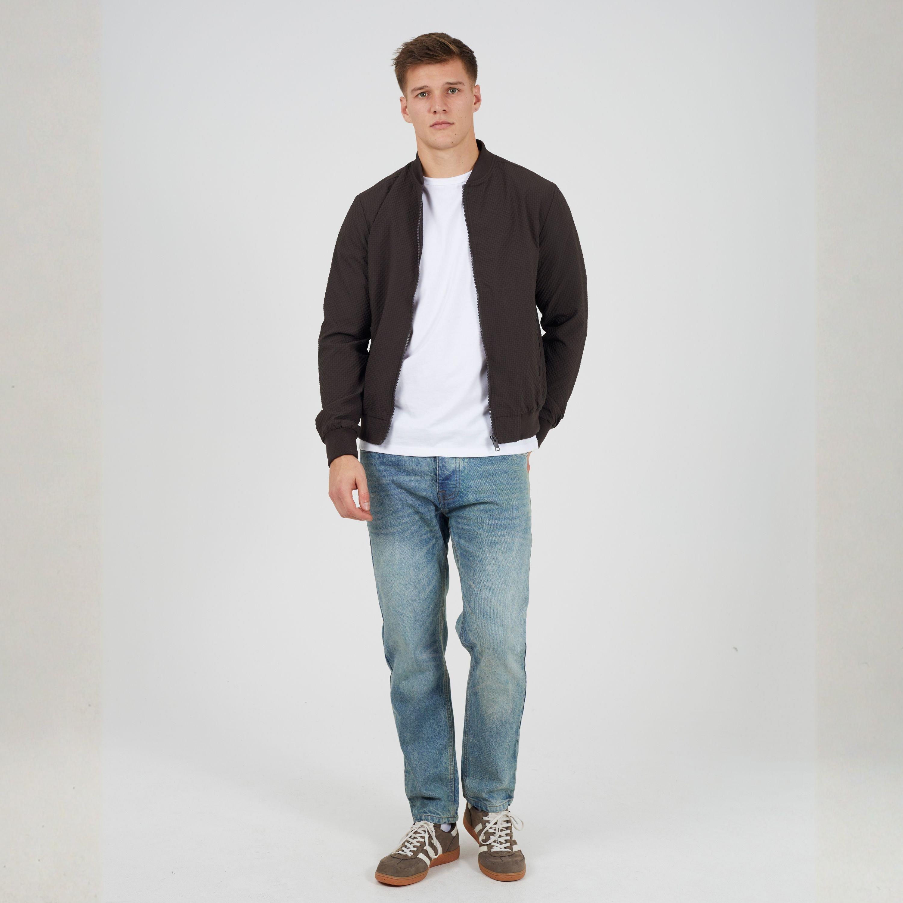 Castanho - Brave Soul - Men's Seersucker Bomber Jacket - 4
