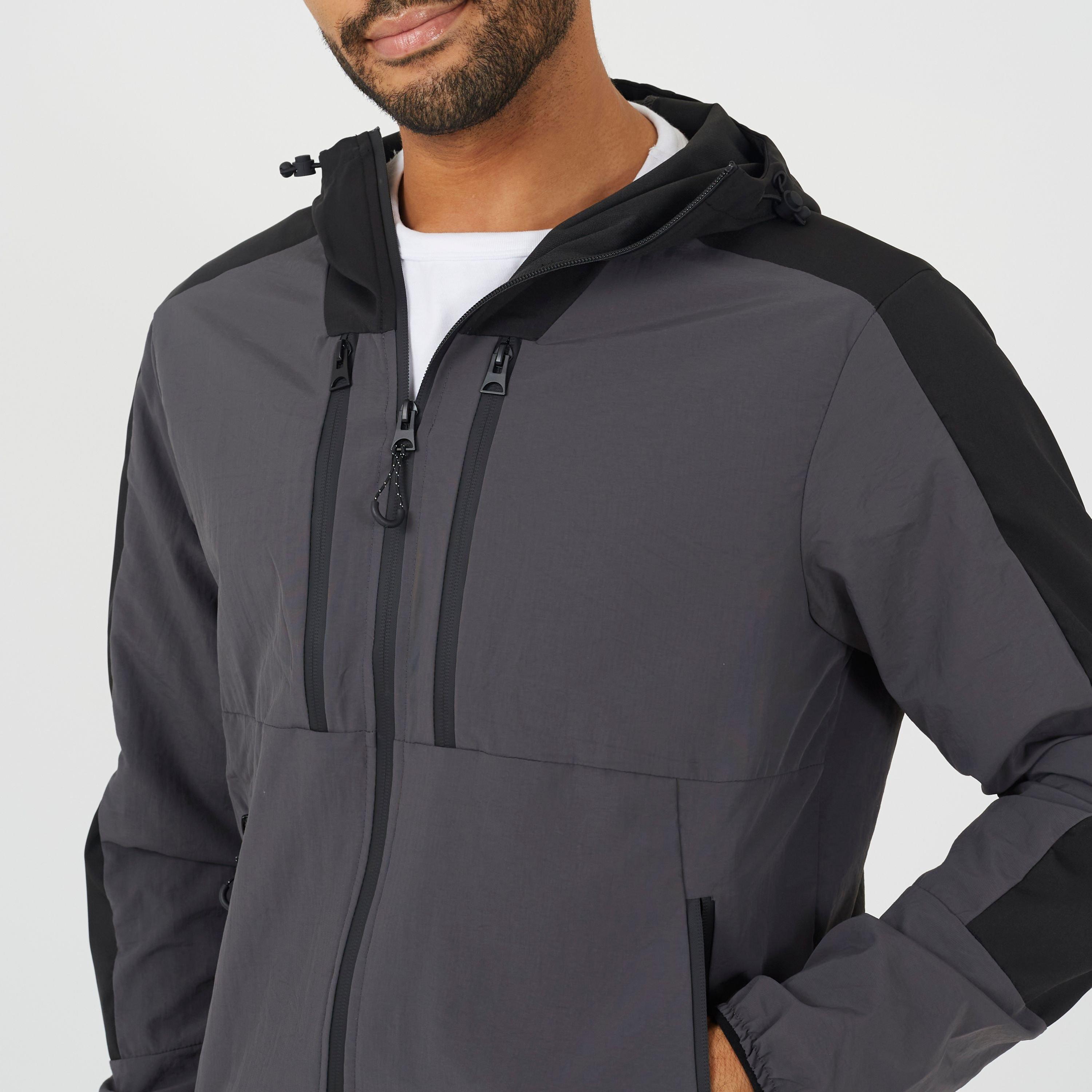 Charcoal - Brave Soul - Men's Colour Block Windrunner Windbreaker - 3