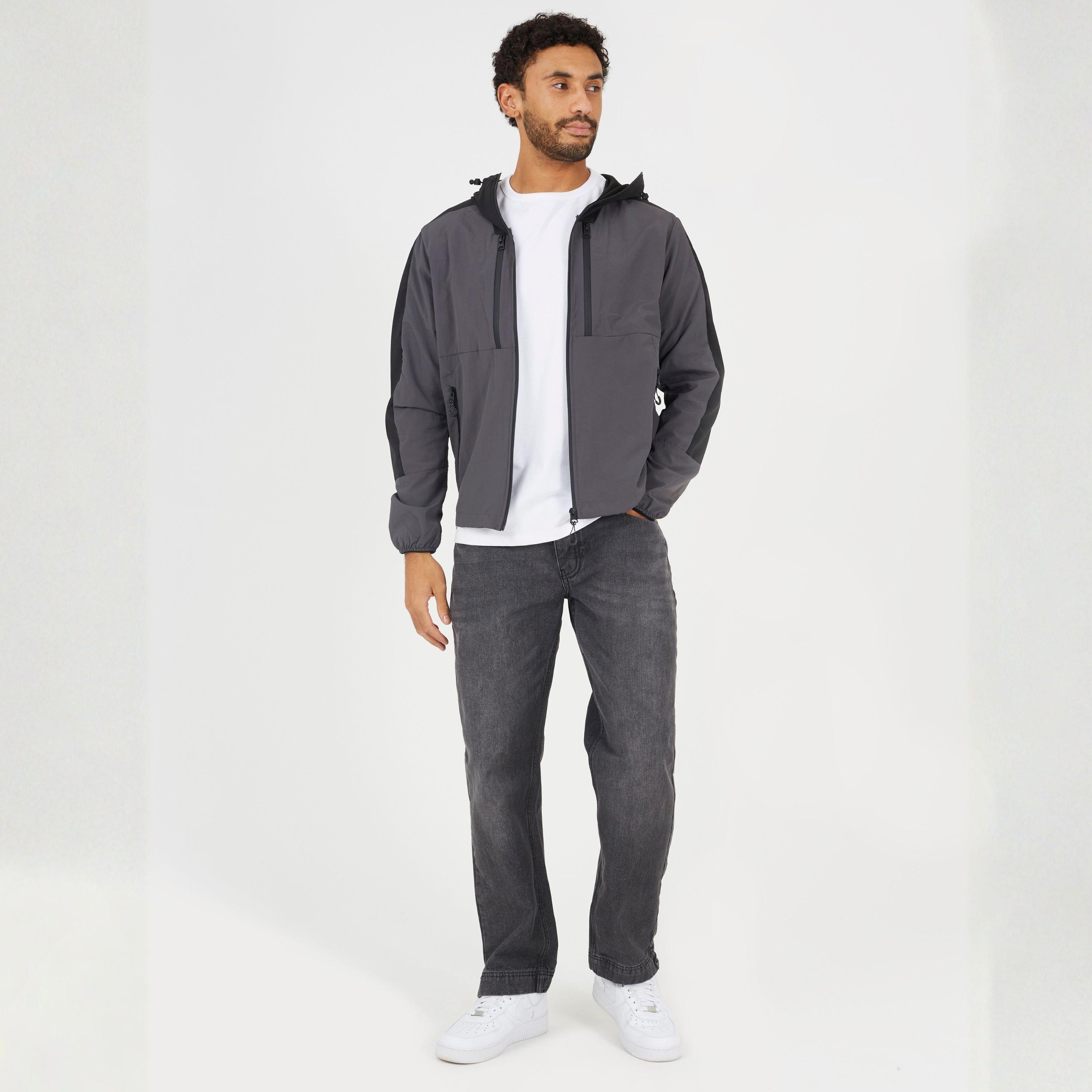 Charcoal - Brave Soul - Men's Colour Block Windrunner Windbreaker - 4