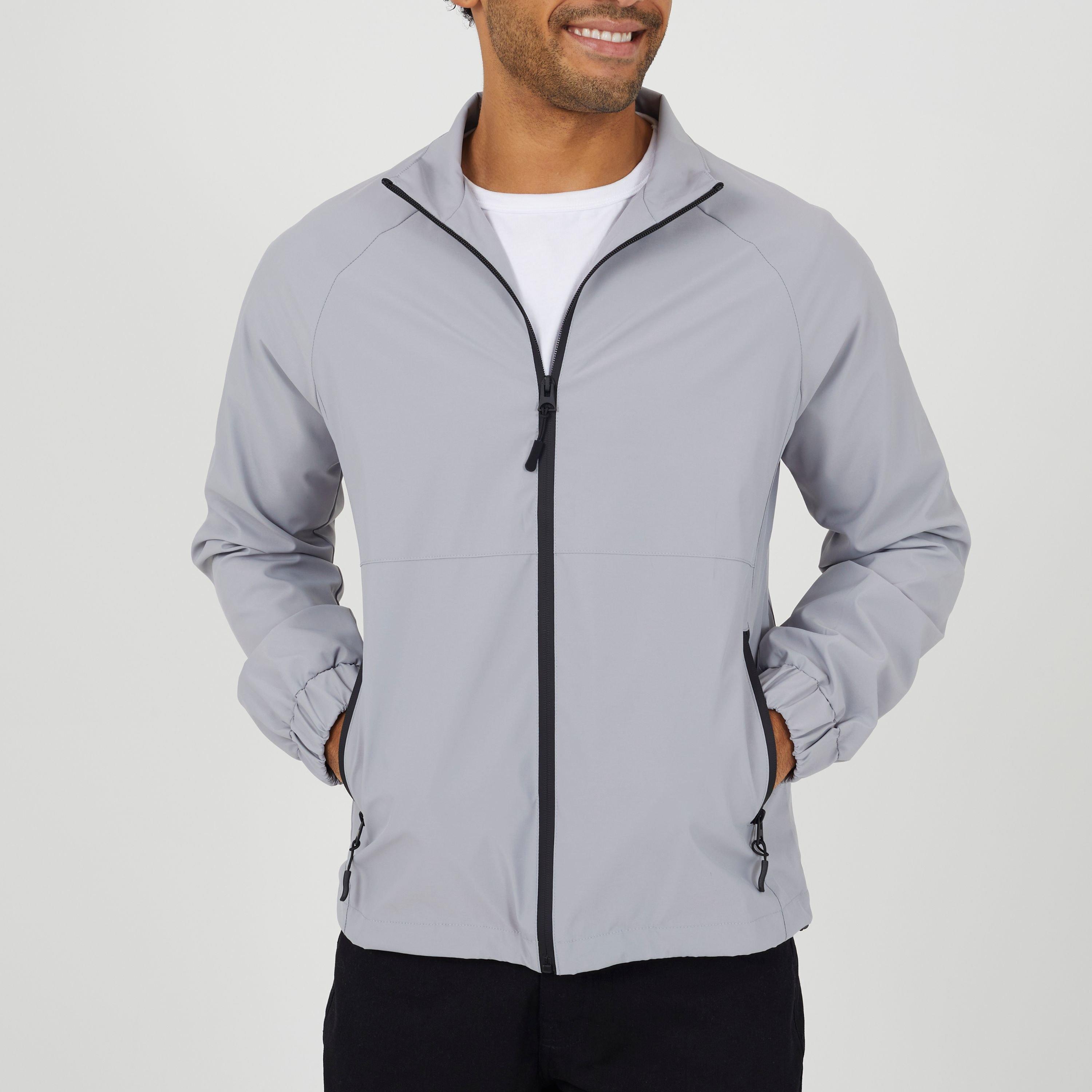 Brave Soul Men's Lightweight Funnel Neck Zip Through Bomber Jacket - Grey - Medium