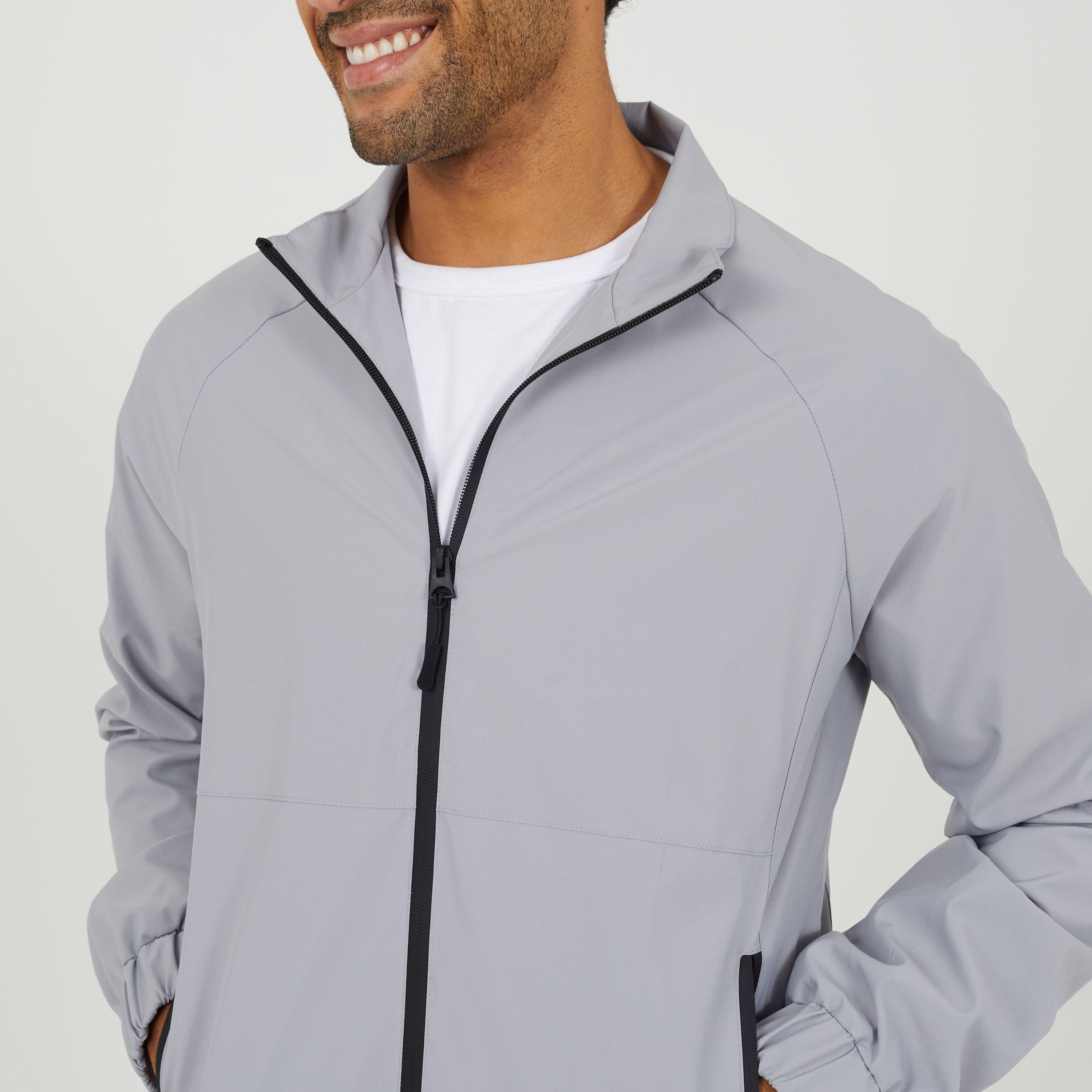 Grau - Brave Soul - Men's Lightweight Funnel Neck Zip Through Bomber Jacket - 3