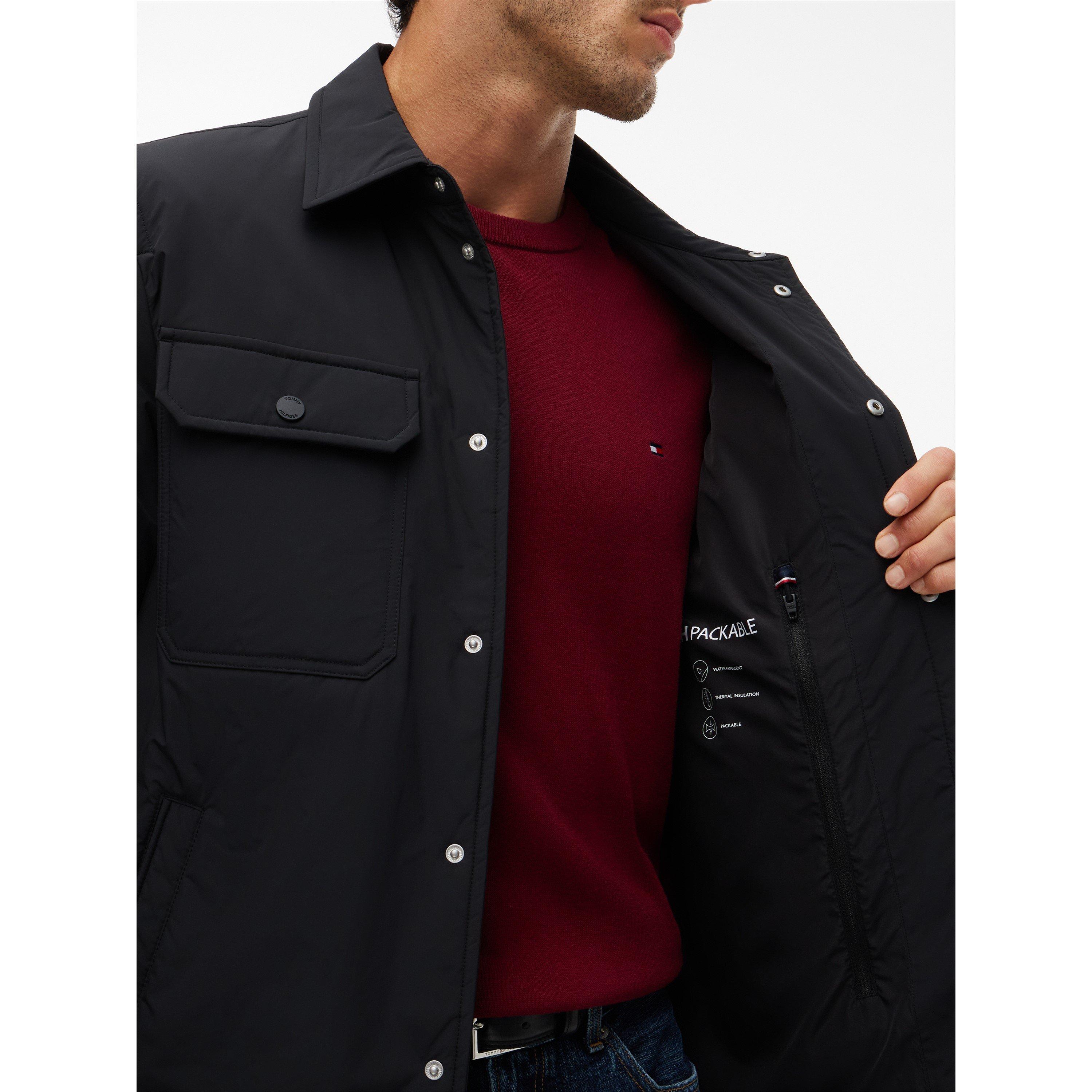 Black - Tommy Hilfiger - Men's Packable Lightweight Long-Sleeve Overshirt - 4