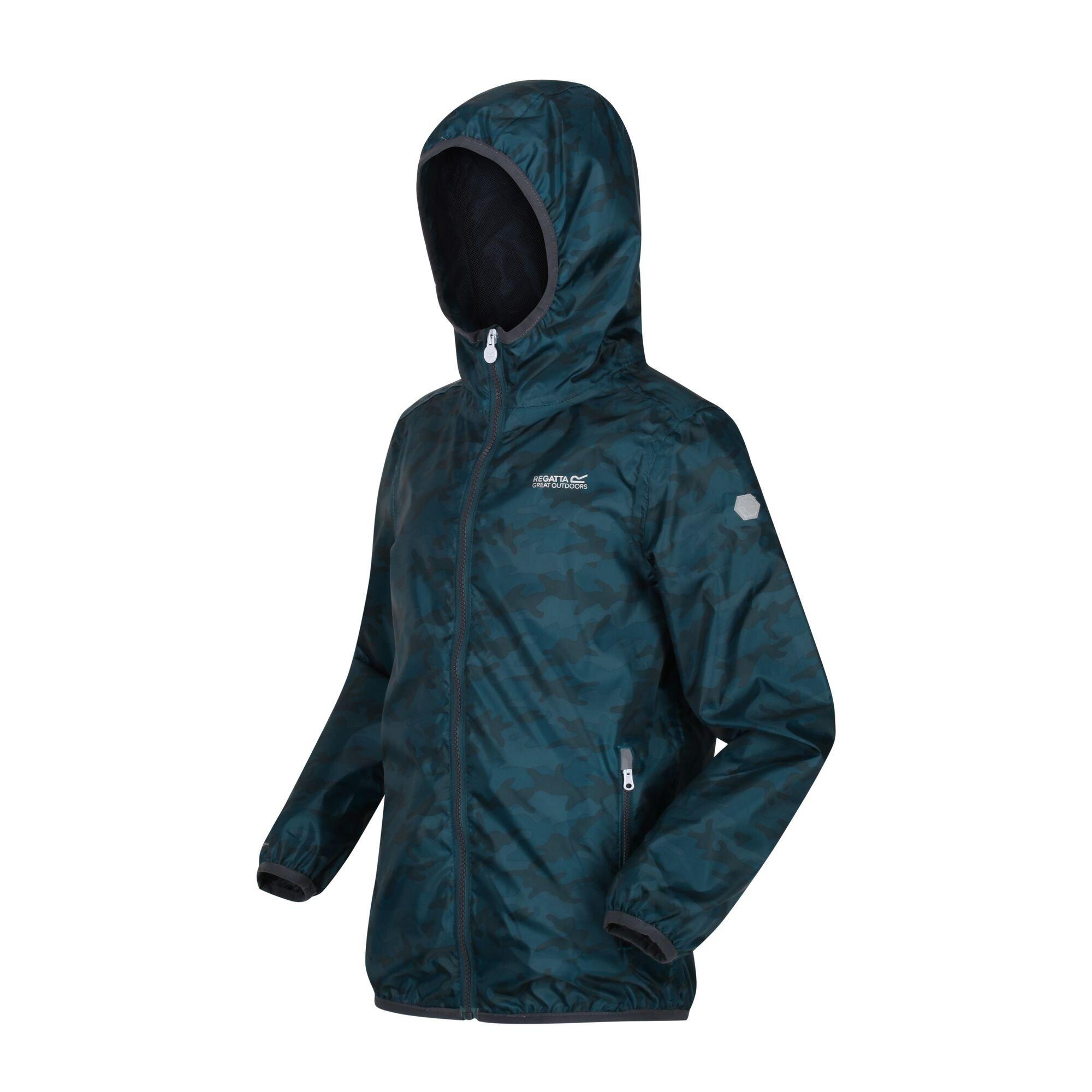 Dpteal Camo - Regatta - Unisex Kids' Printed Lever Isolite 5000 Long Sleeve Waterproof Jacket - 1