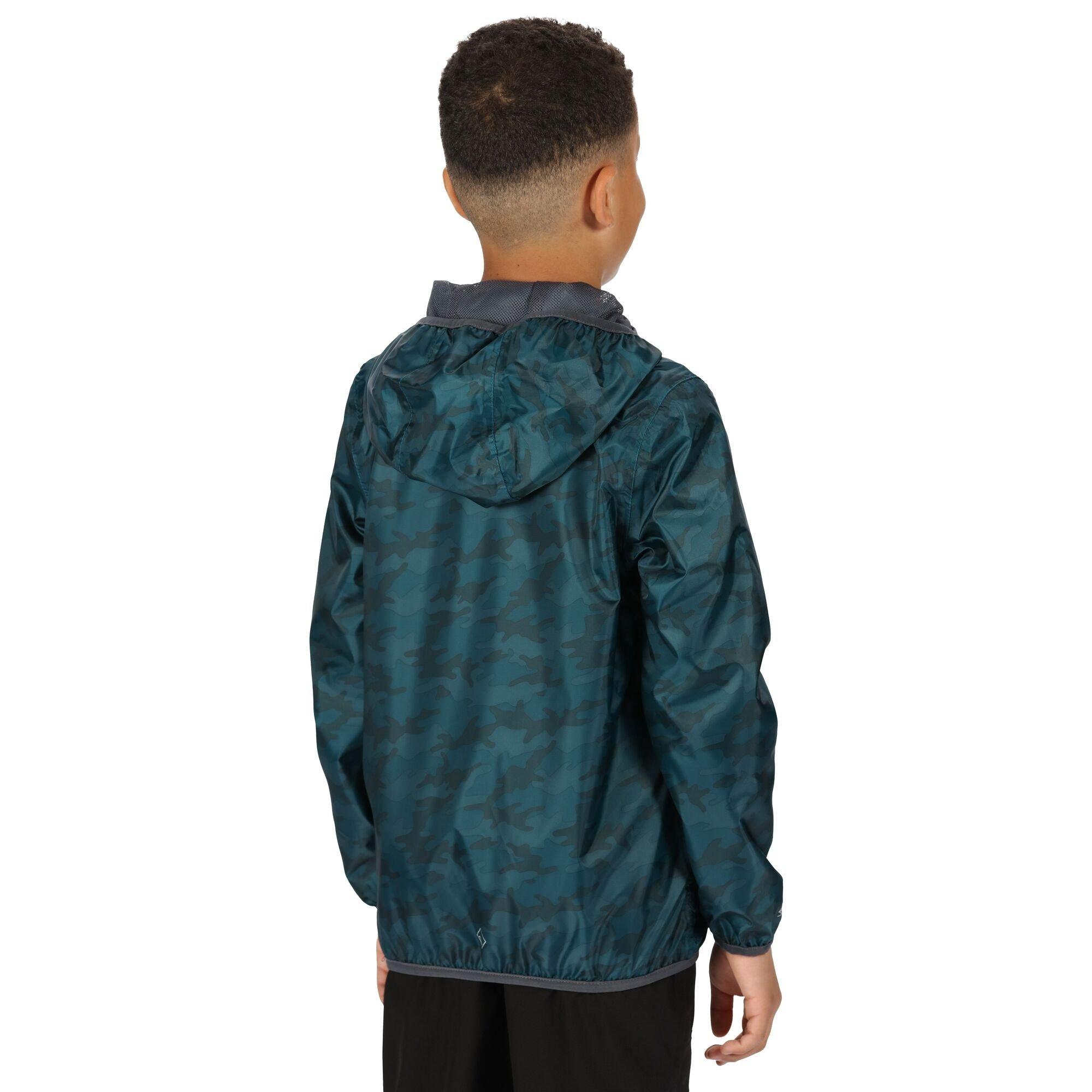Dpteal Camo - Regatta - Unisex Kids' Printed Lever Isolite 5000 Long Sleeve Waterproof Jacket - 4