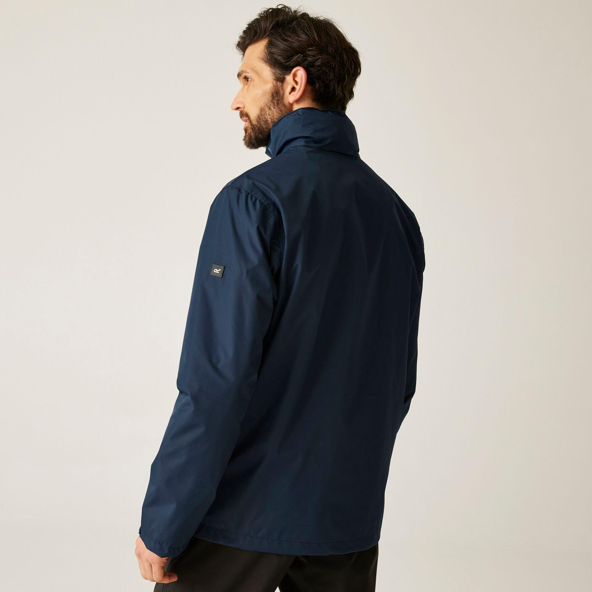 Navy/Navy - Regatta - Men's Matt Hydrafort Windproof Concealed Hood Waterproof Jacket - 2