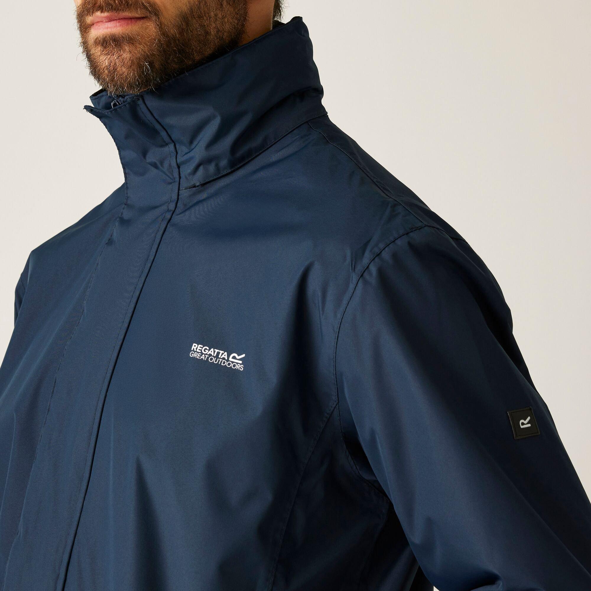 Navy/Navy - Regatta - Men's Matt Hydrafort Windproof Concealed Hood Waterproof Jacket - 5