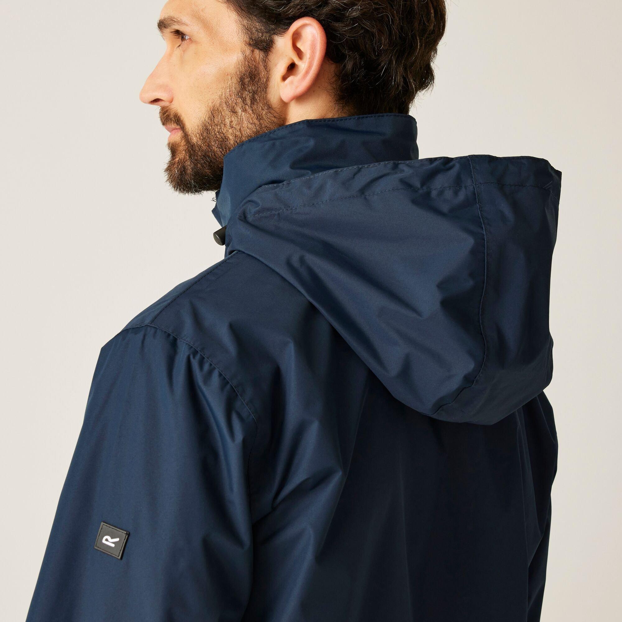 Navy/Navy - Regatta - Men's Matt Hydrafort Windproof Concealed Hood Waterproof Jacket - 6