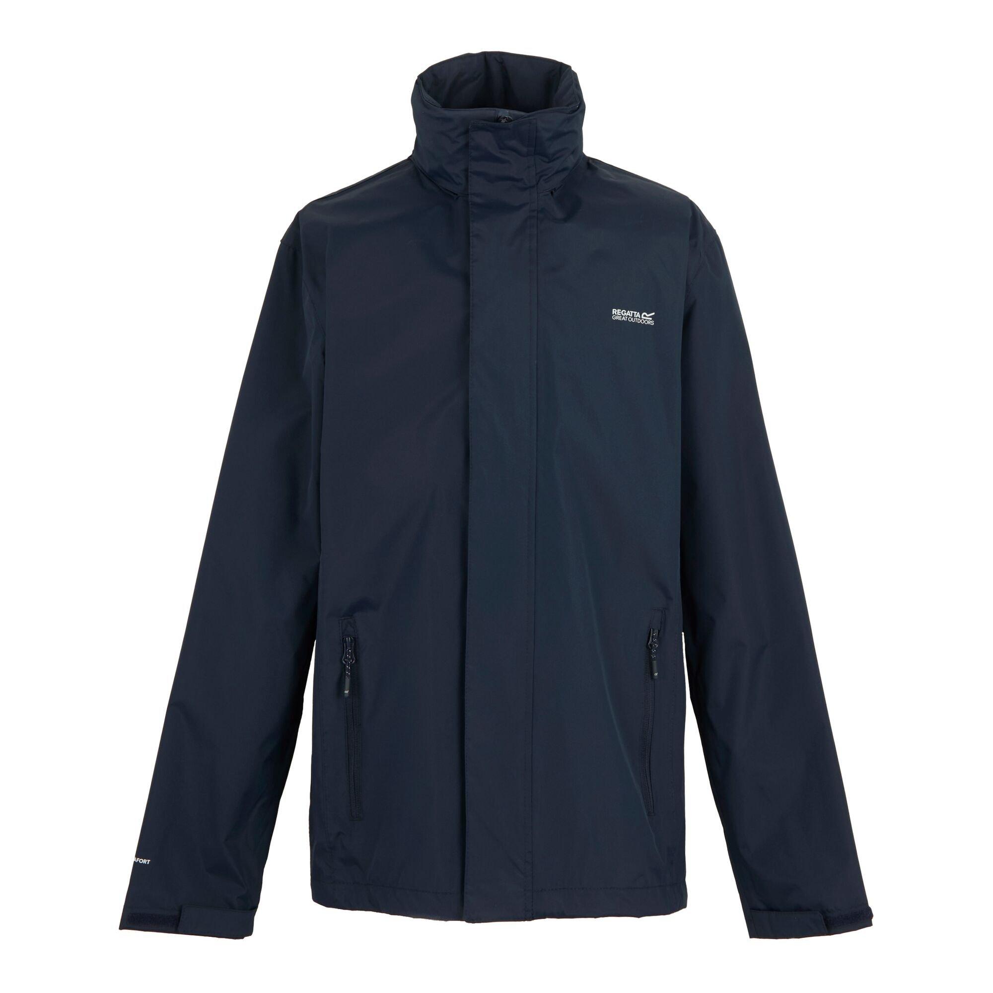 Navy/Navy - Regatta - Men's Matt Hydrafort Windproof Concealed Hood Waterproof Jacket - 7
