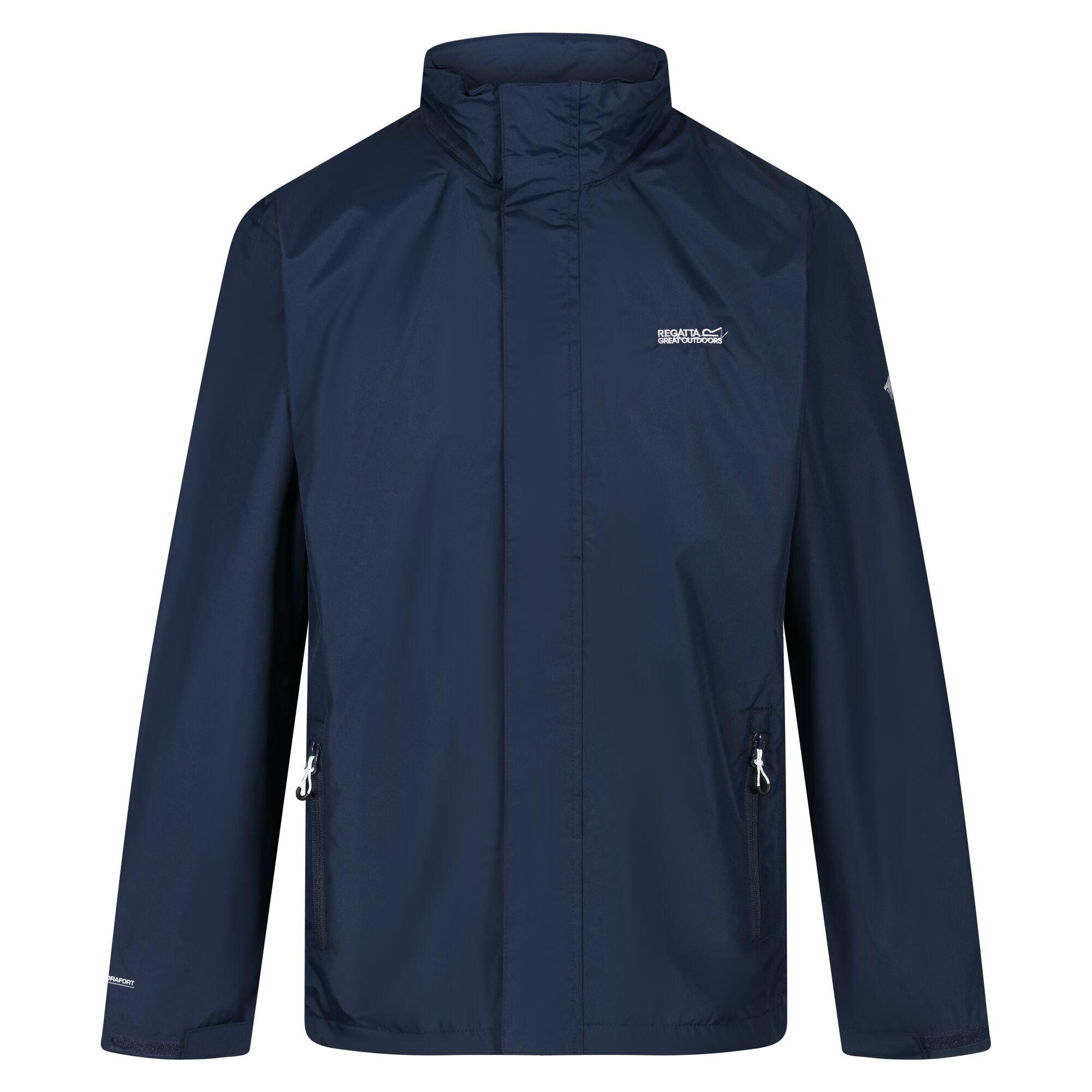 Navy/Navy - Regatta - Men's Matt Hydrafort Windproof Concealed Hood Waterproof Jacket - 10