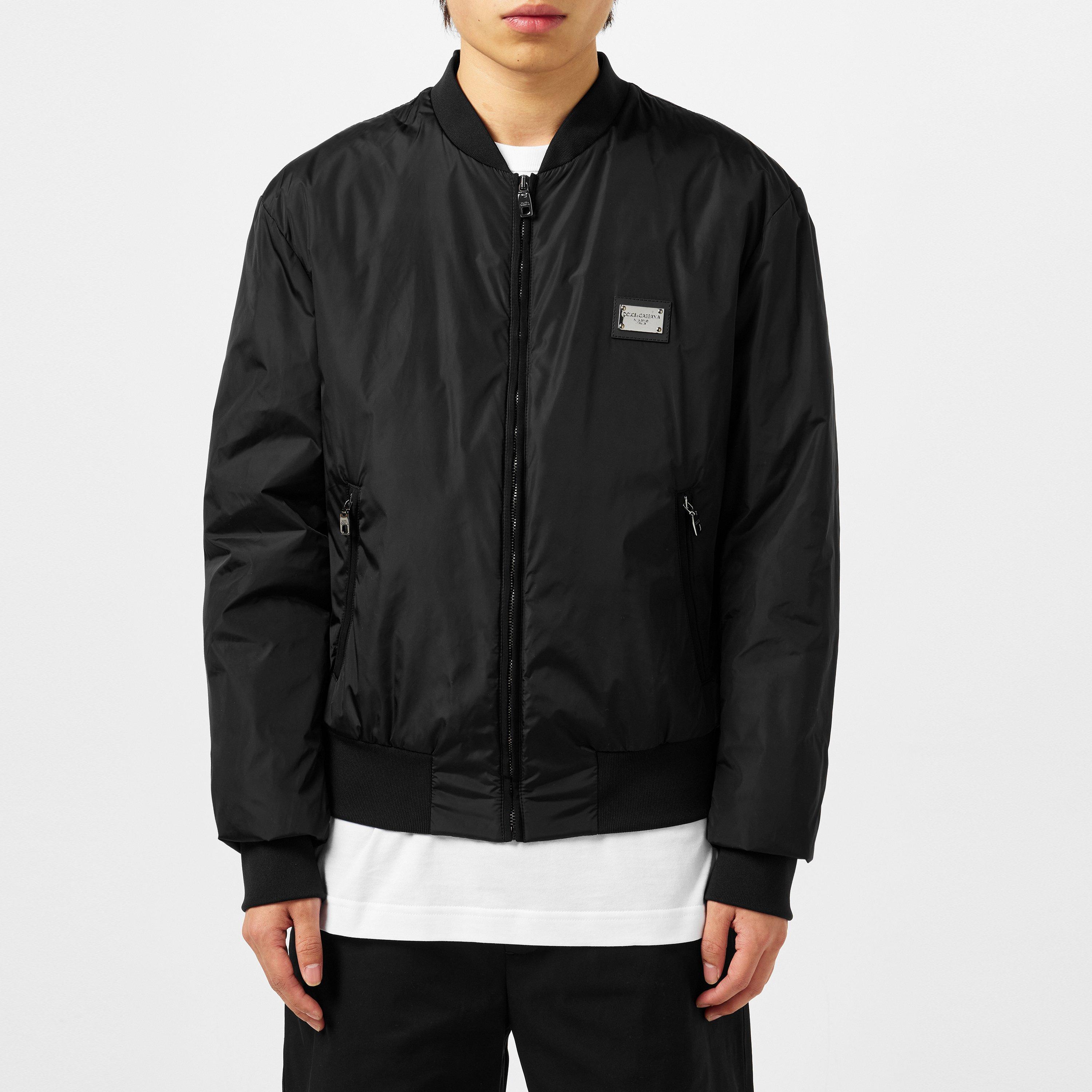 Dolce and Gabbana Men's Silver Plate Long Sleeve Bomber Jacket