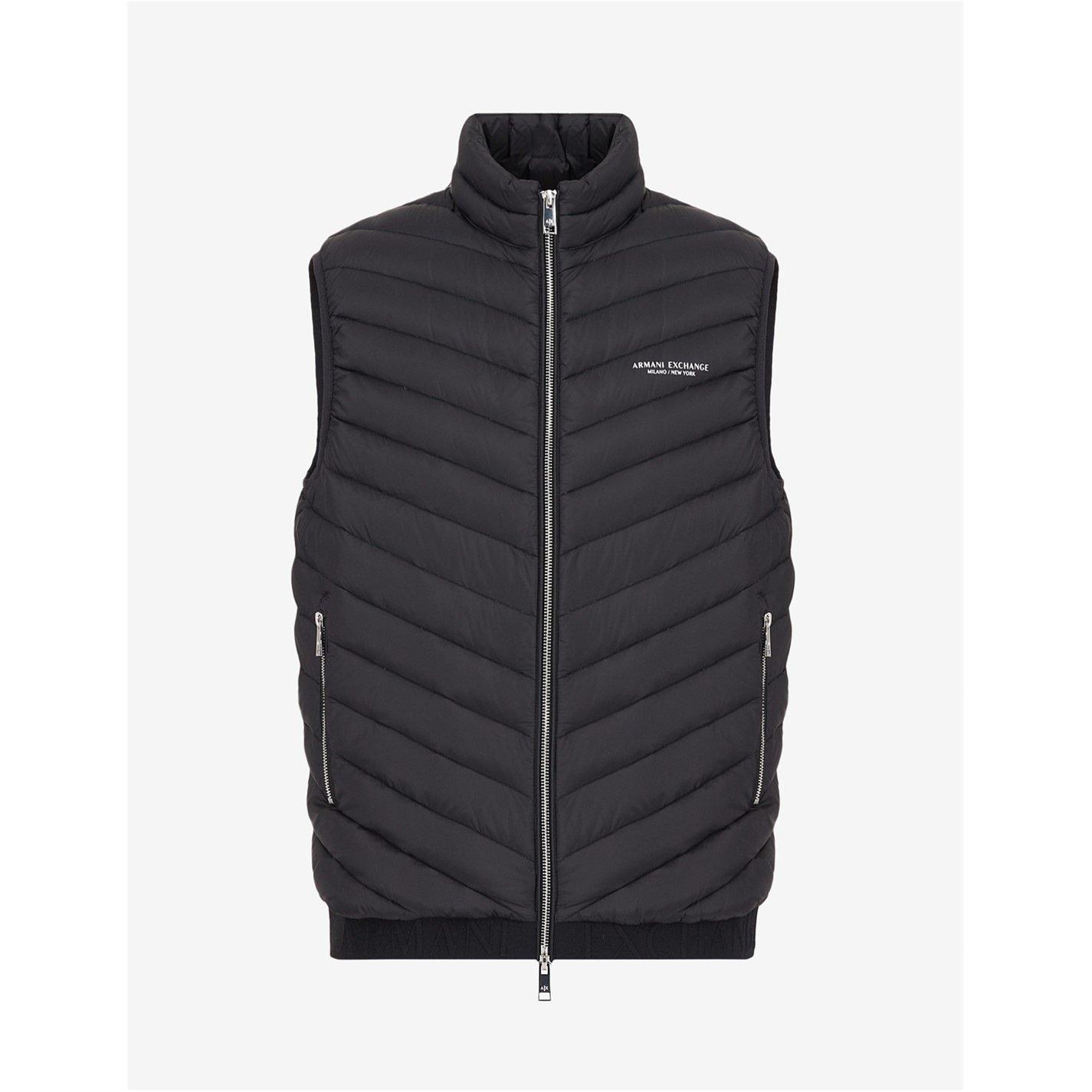 Black 0217 - Armani Exchange - Men's Padded Water Resistant Duck Down Gilet - 1