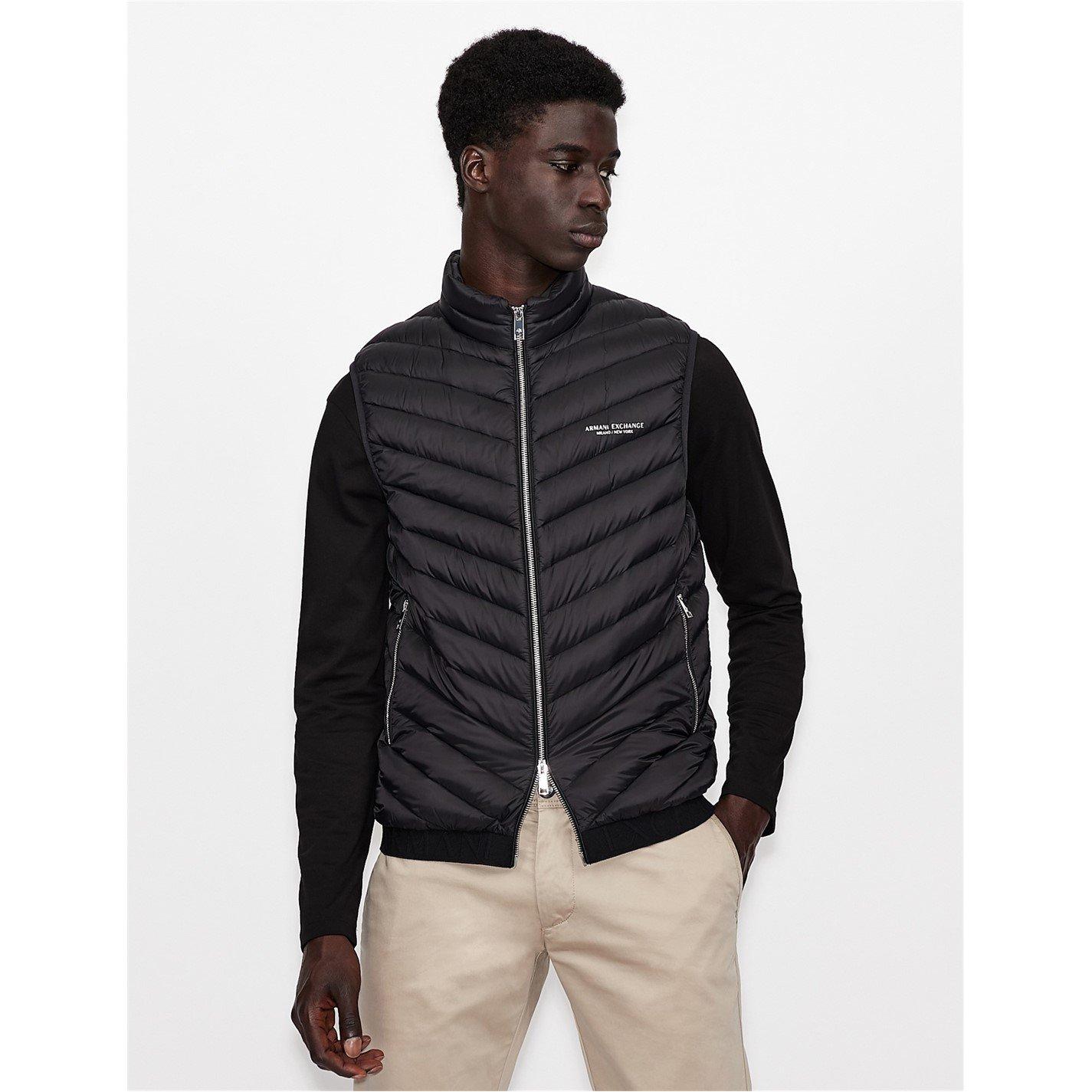Black 0217 - Armani Exchange - Men's Padded Water Resistant Duck Down Gilet - 3