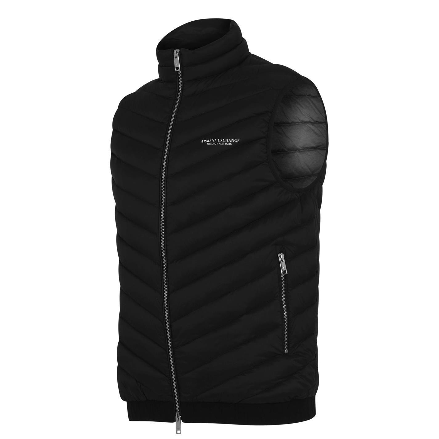 Black 0217 - Armani Exchange - Men's Padded Water Resistant Duck Down Gilet - 6