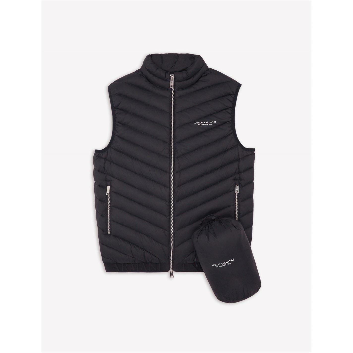 Black 0217 - Armani Exchange - Men's Padded Water Resistant Duck Down Gilet - 7