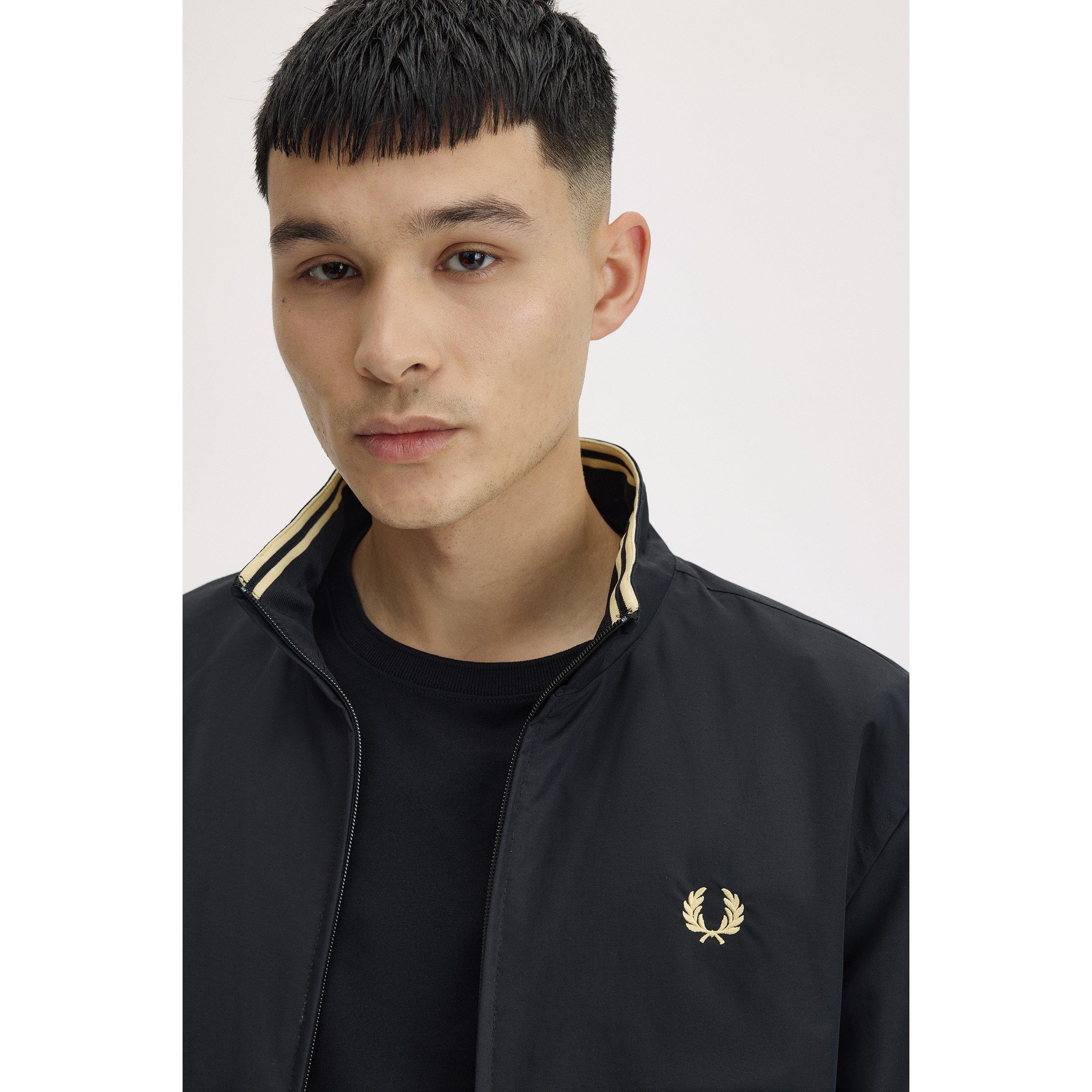 Black 350 - Fred Perry - Mens Brentham Cotton Long Sleeve Harrington Jacket - 5