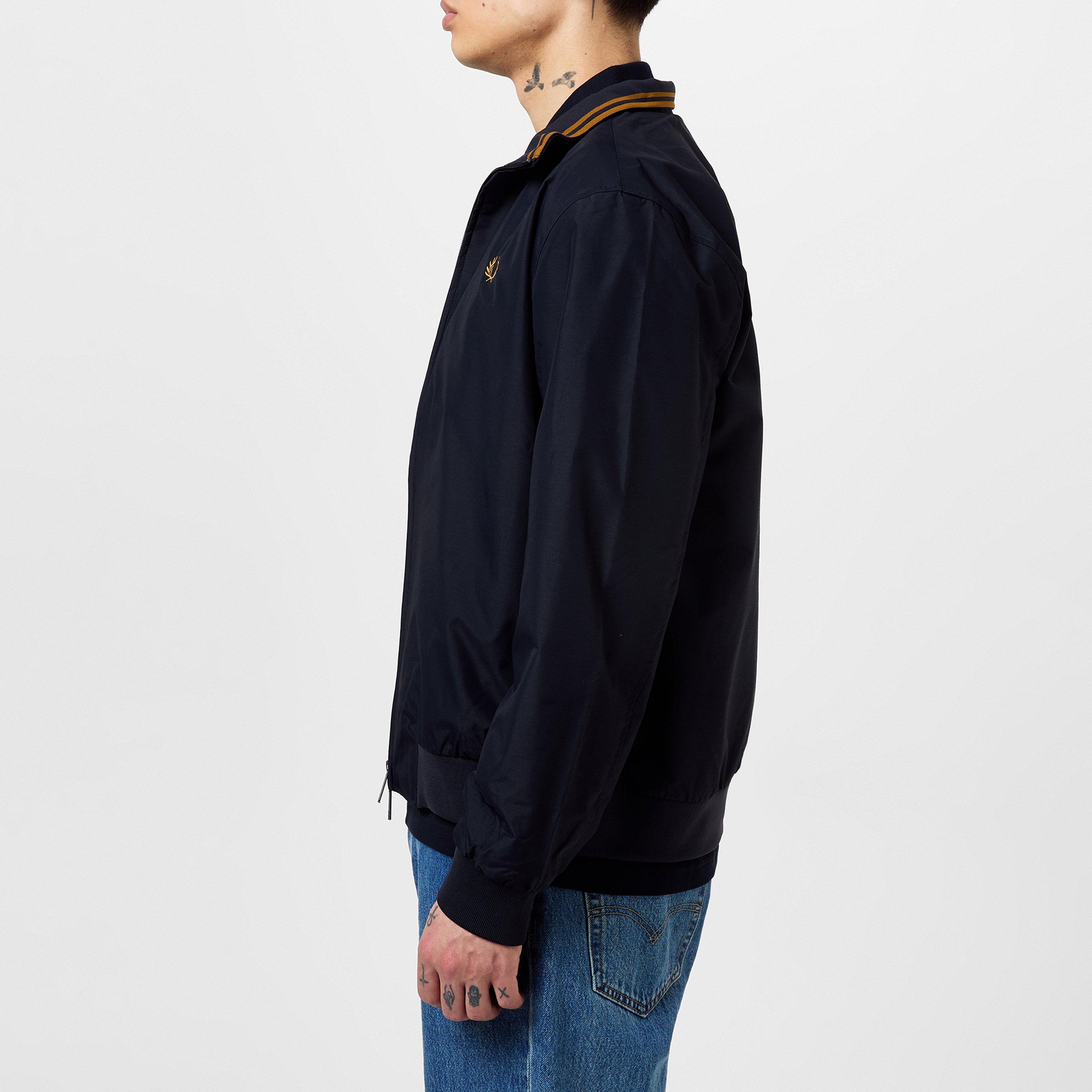 Navy 248 - Fred Perry - Men's Brentham Cotton Long Sleeve Harrington Jacket - 5