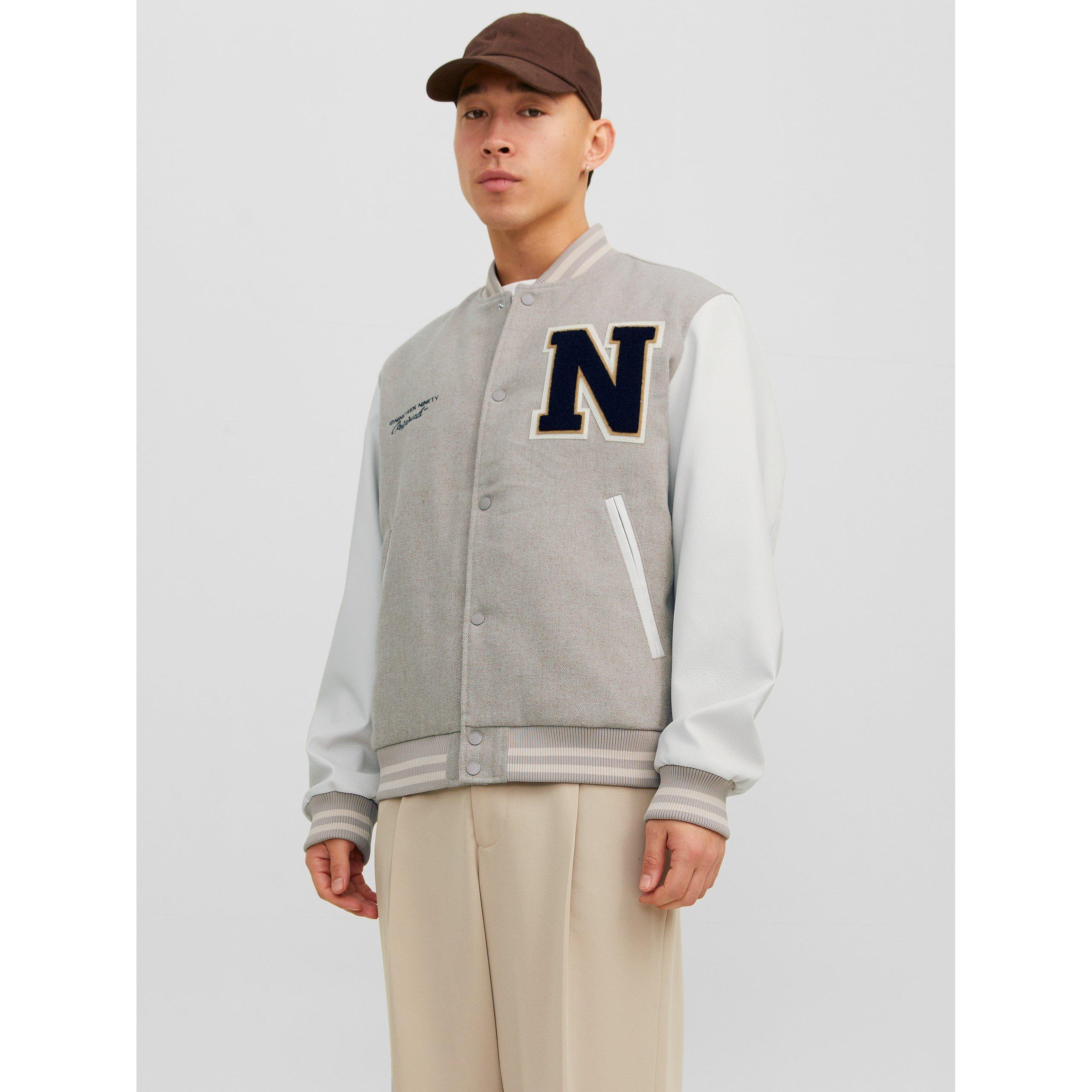 Jack And Jones Men's College Wool Blend Bomber Jacket - Crockery - 2XL