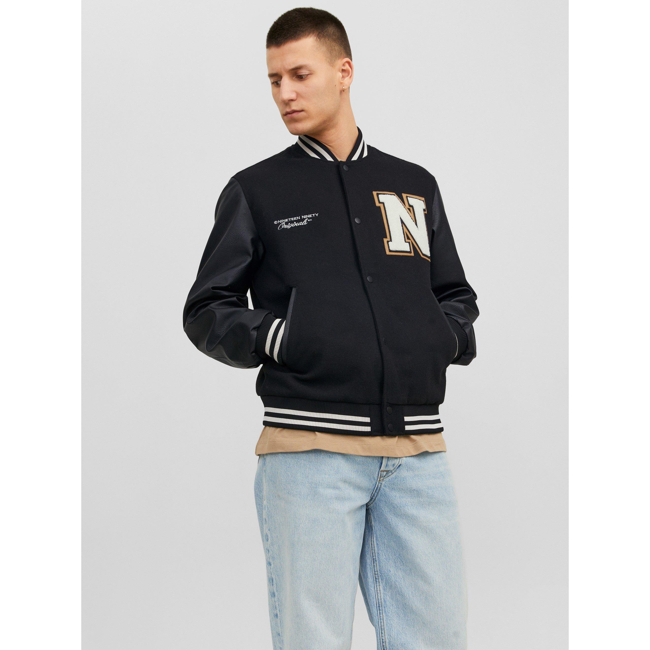Nero - Jack and Jones - College Wool Blend Bomber Jacket - 1