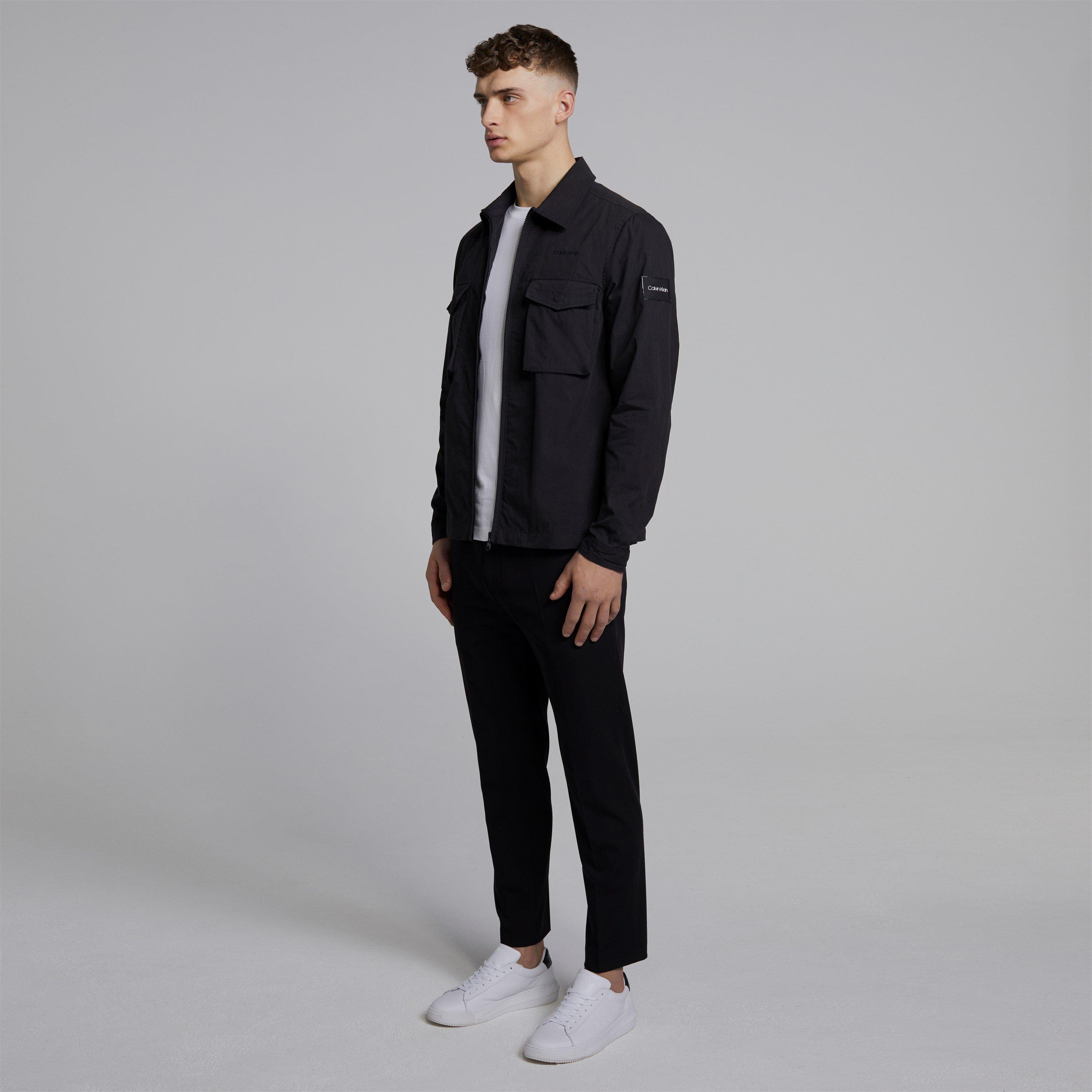 Black - Calvin Klein - Men's  Lifestyle Cotton Long Sleeve Overshirt - 11