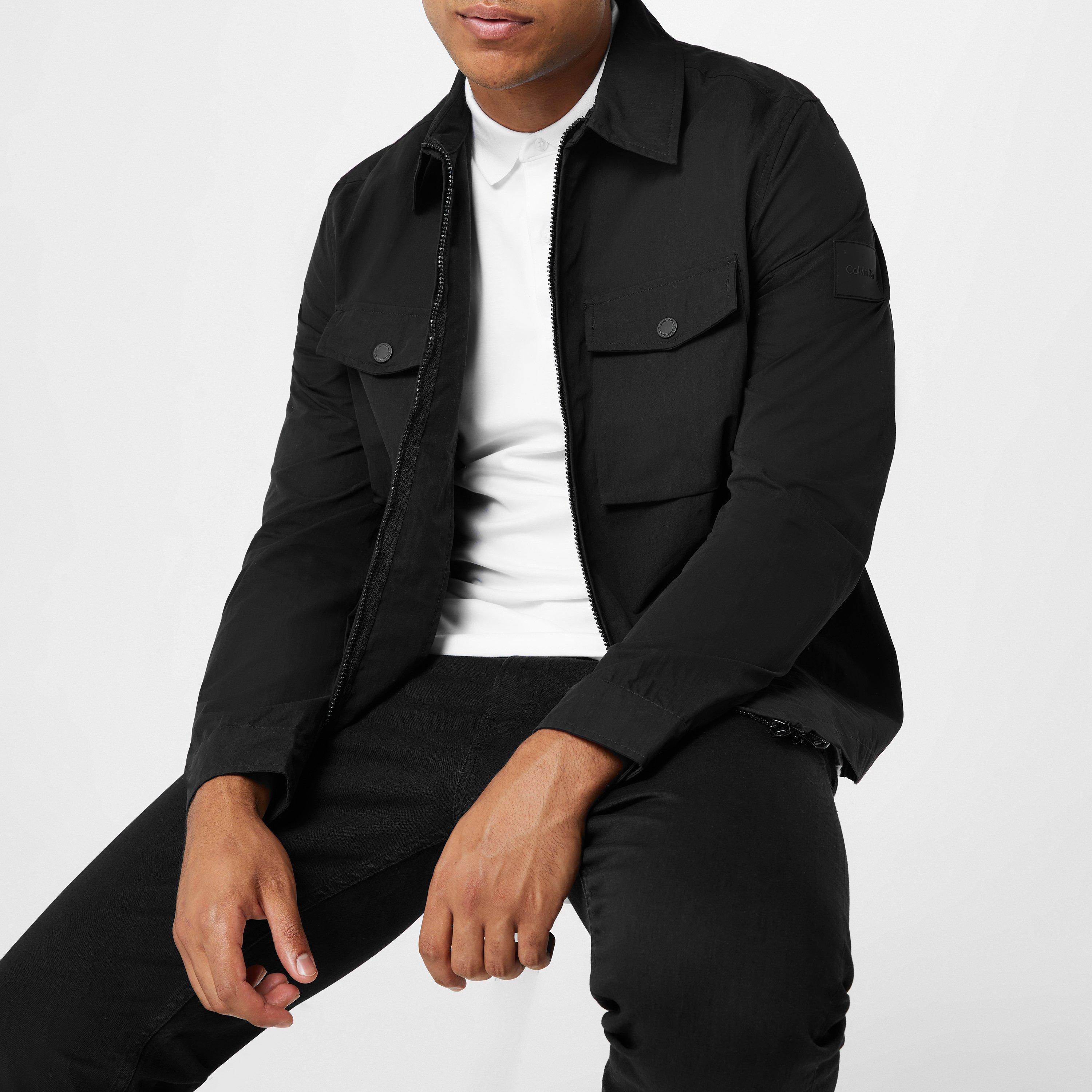 Black - Calvin Klein - Men's  Lifestyle Cotton Long Sleeve Overshirt - 13