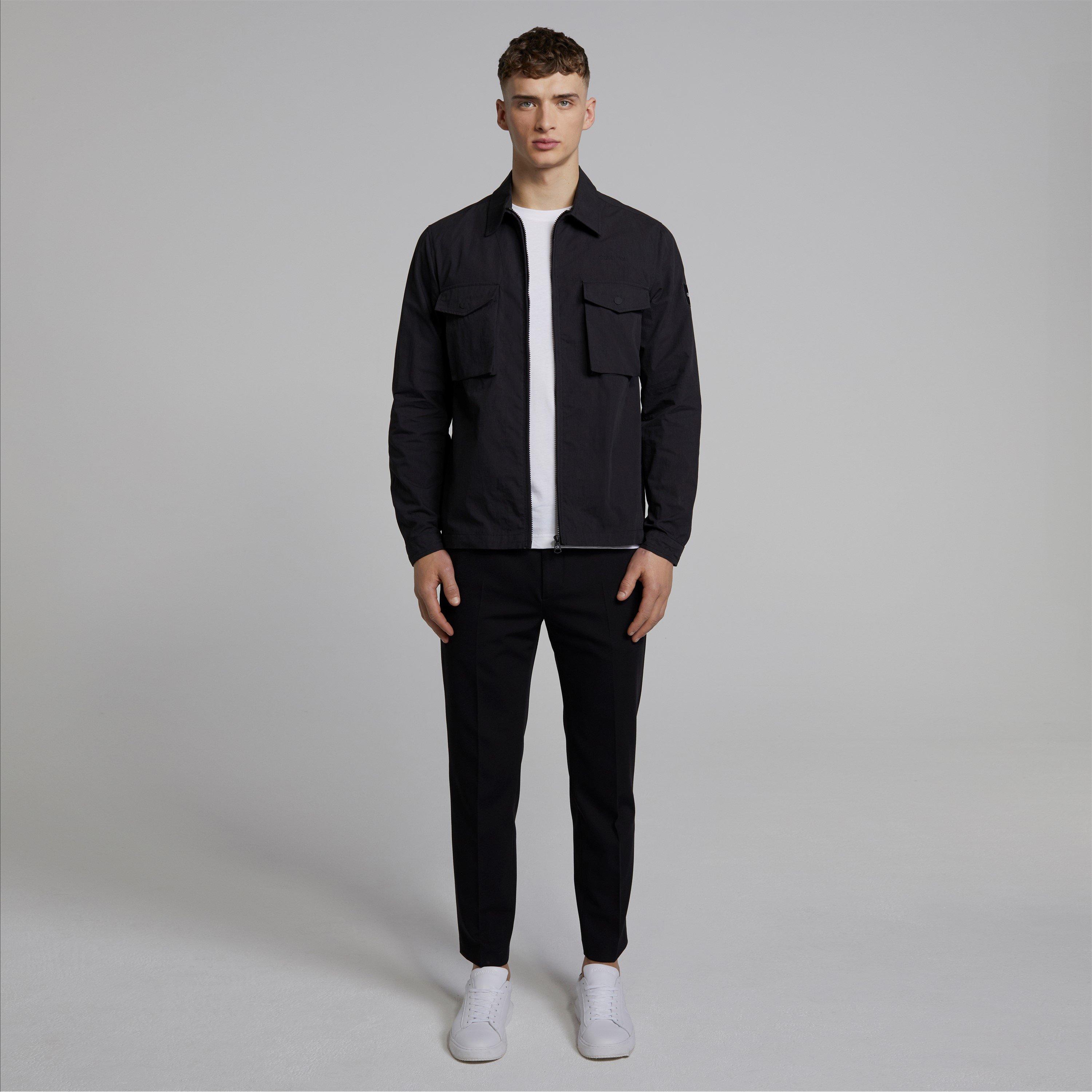 Black - Calvin Klein - Men's  Lifestyle Cotton Long Sleeve Overshirt - 7