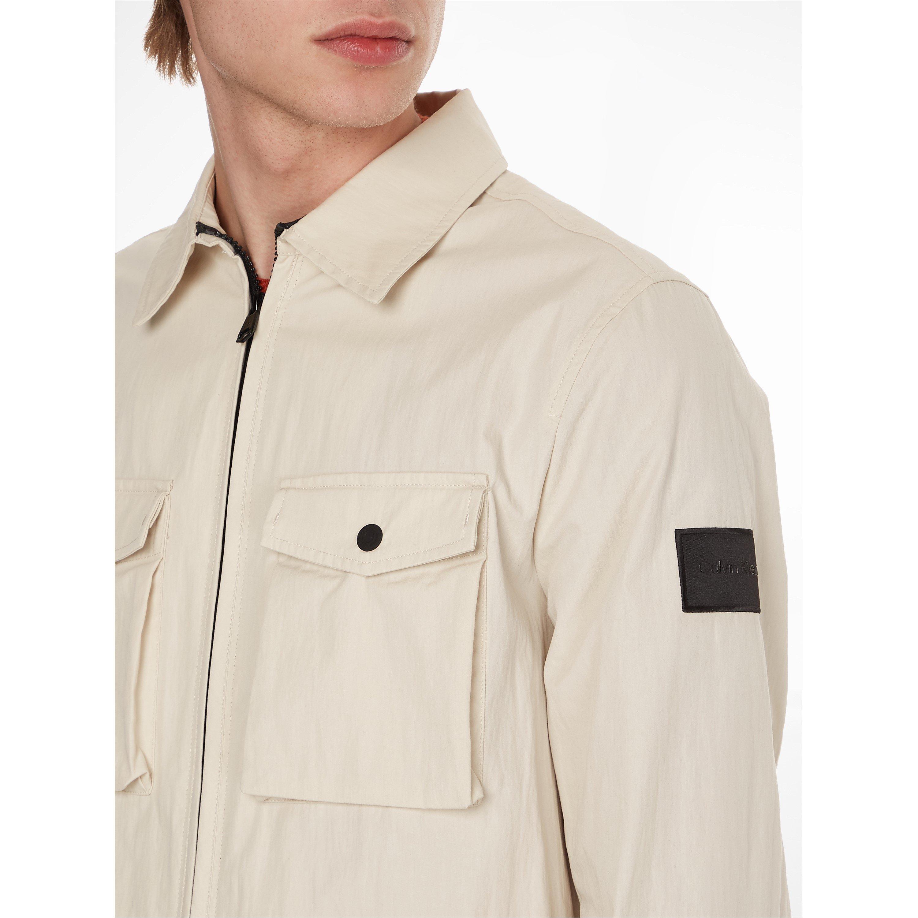 Stony Beige ACE - Calvin Klein - Men's  Lifestyle Cotton Long Sleeve Overshirt - 5