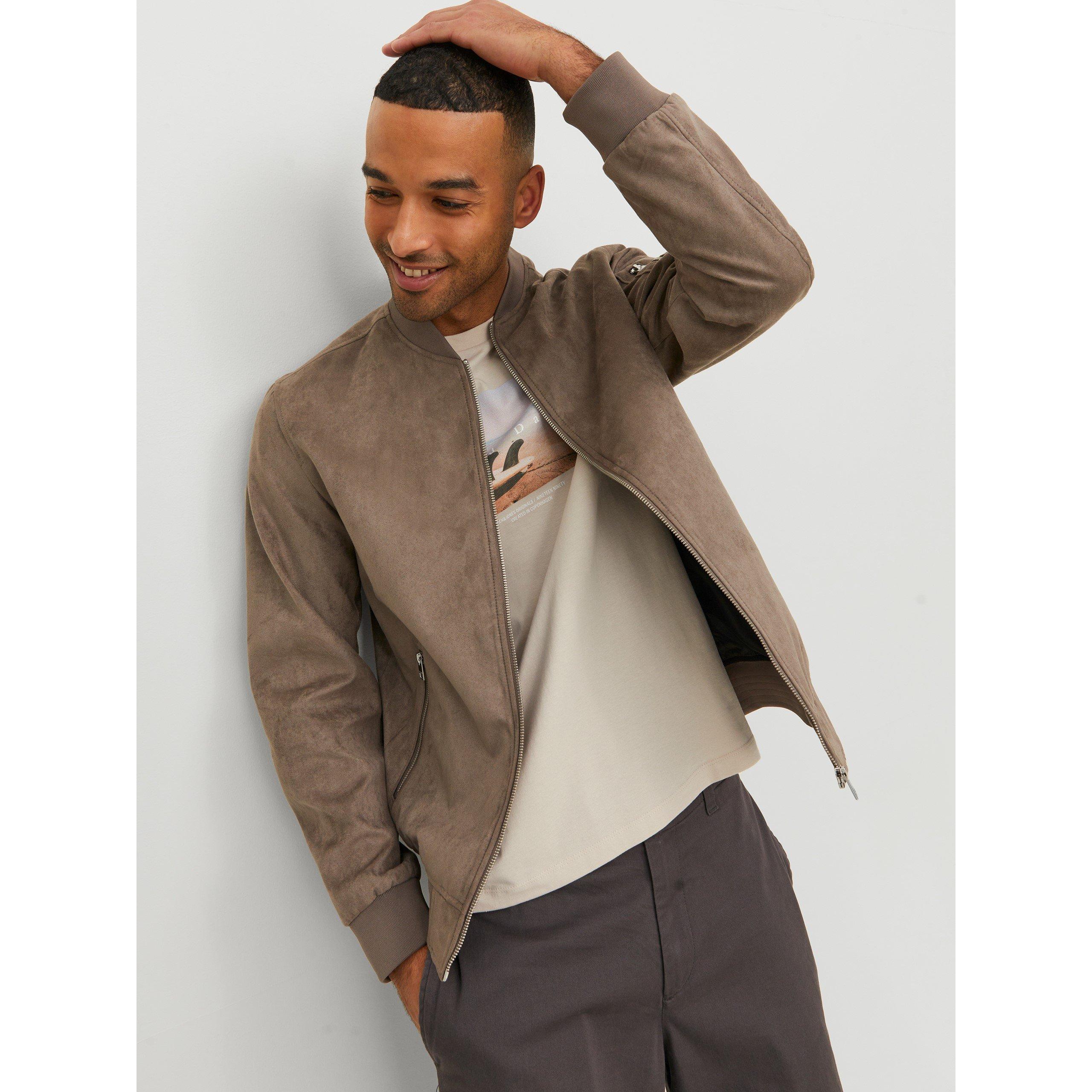 Jack and Jones Suede Long Sleeve Bomber Jacket