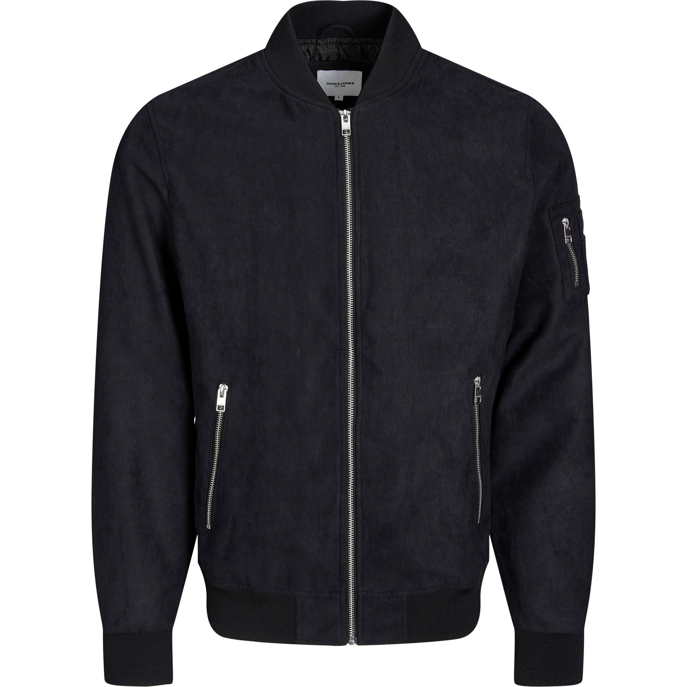 Jet Black - Jack and Jones - Faux Suede Bomber Jacket - 5