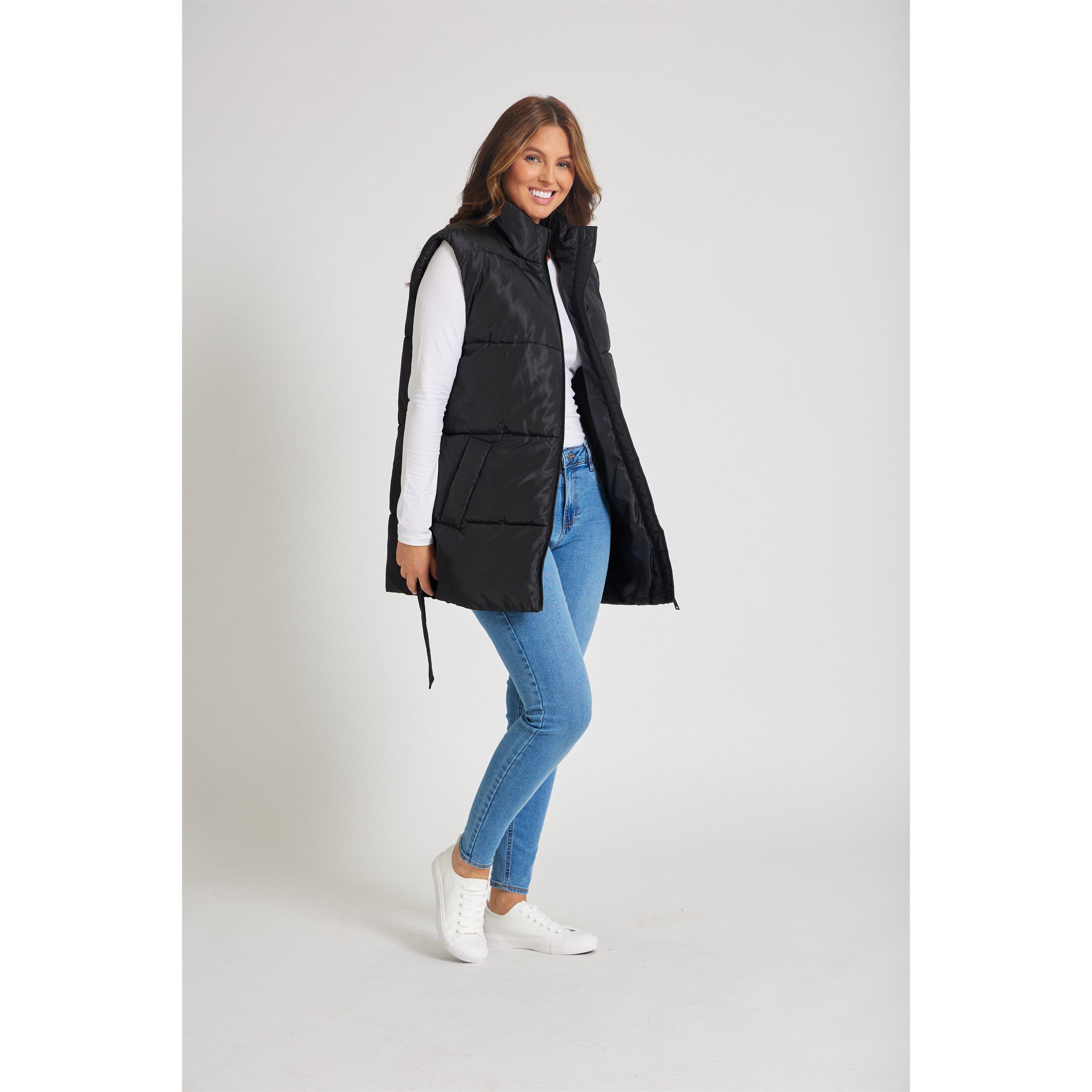 BLACK - Be You - Women's Belted Tie Padded Sleeveless Gilet - 5