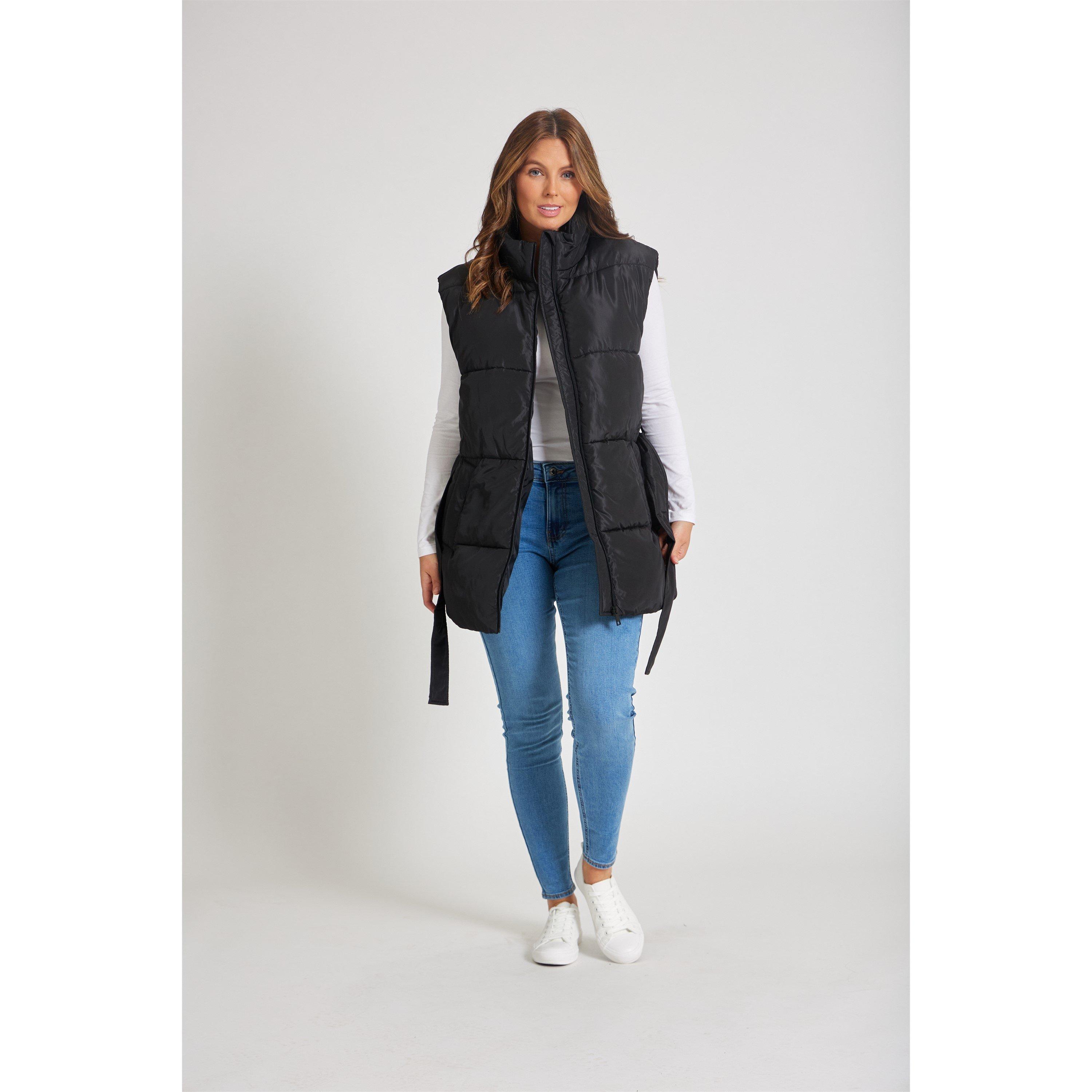 BLACK - Be You - Women's Belted Tie Padded Sleeveless Gilet - 6