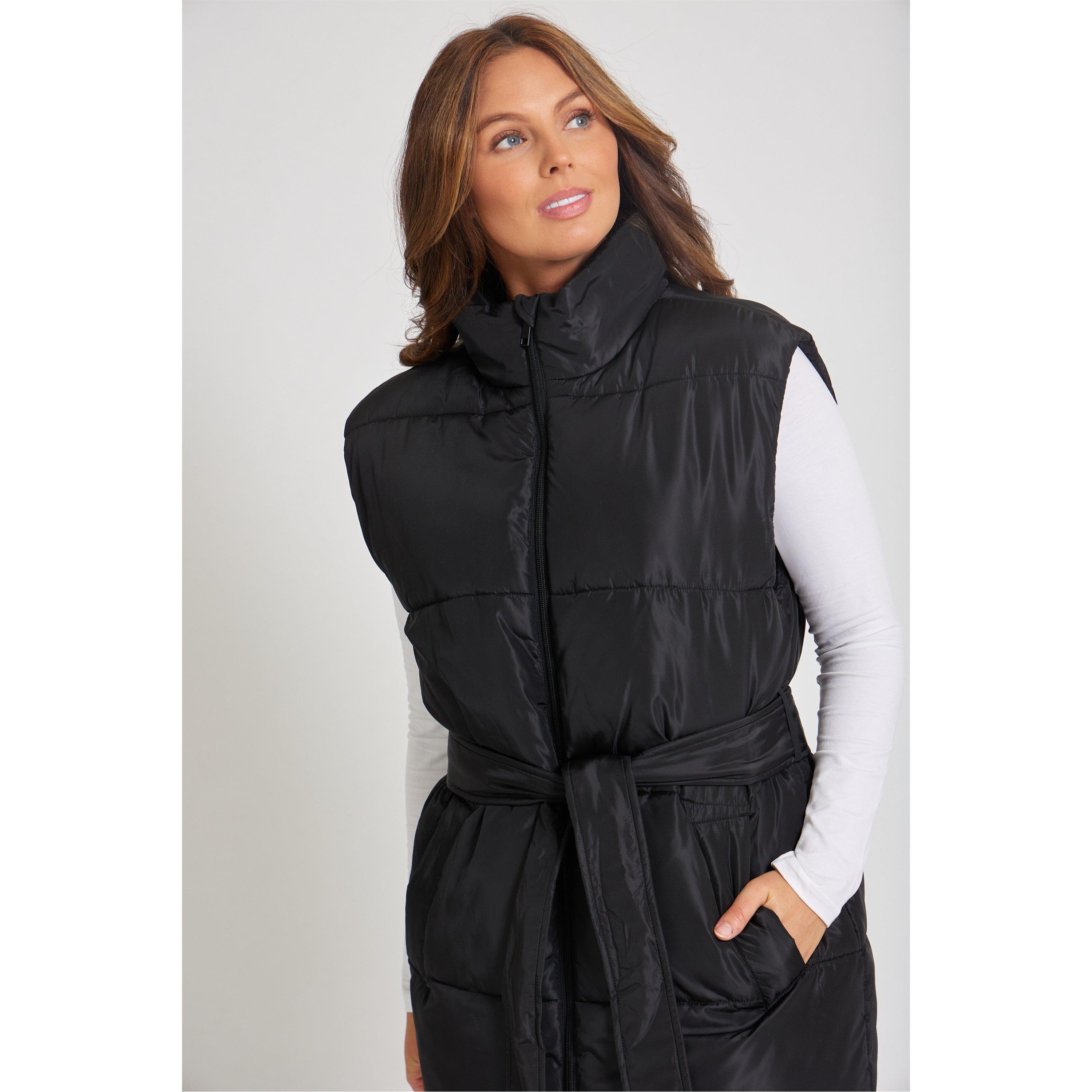 BLACK - Be You - Women's Belted Tie Padded Sleeveless Gilet - 4