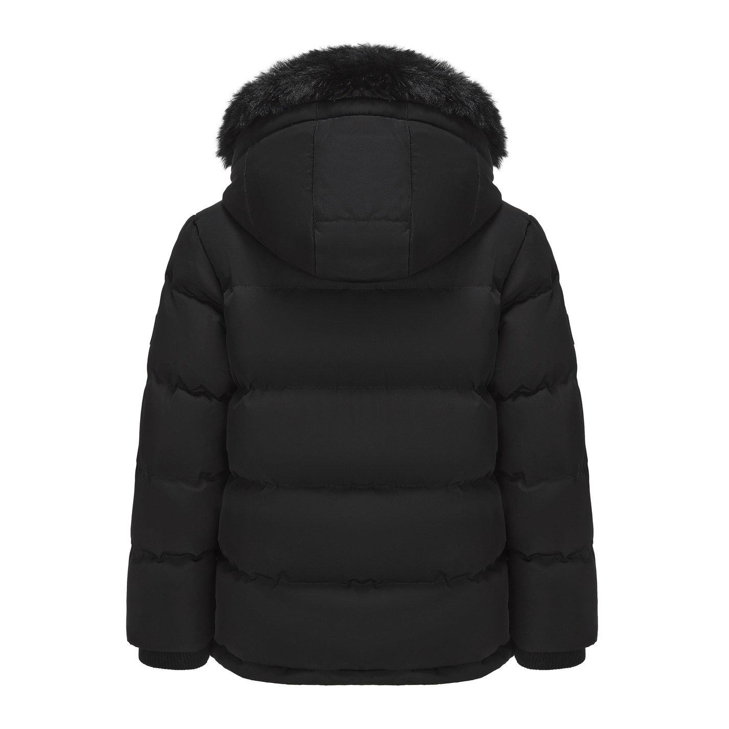 Negro - SoulCal - Double Zip Detachable Faux Fur Hood Fleece Lined Short Puffer Jacket - 2