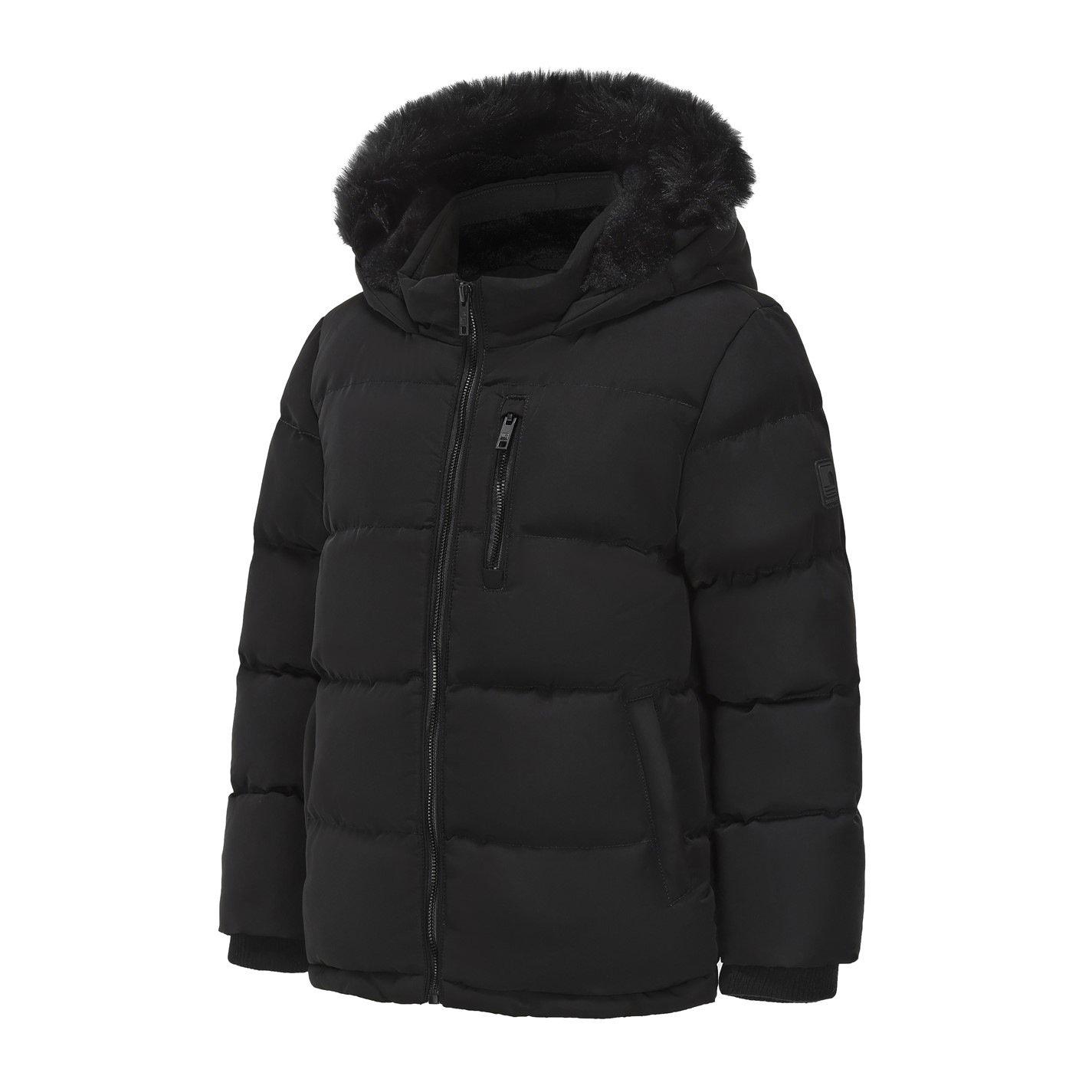Negro - SoulCal - Double Zip Detachable Faux Fur Hood Fleece Lined Short Puffer Jacket - 3