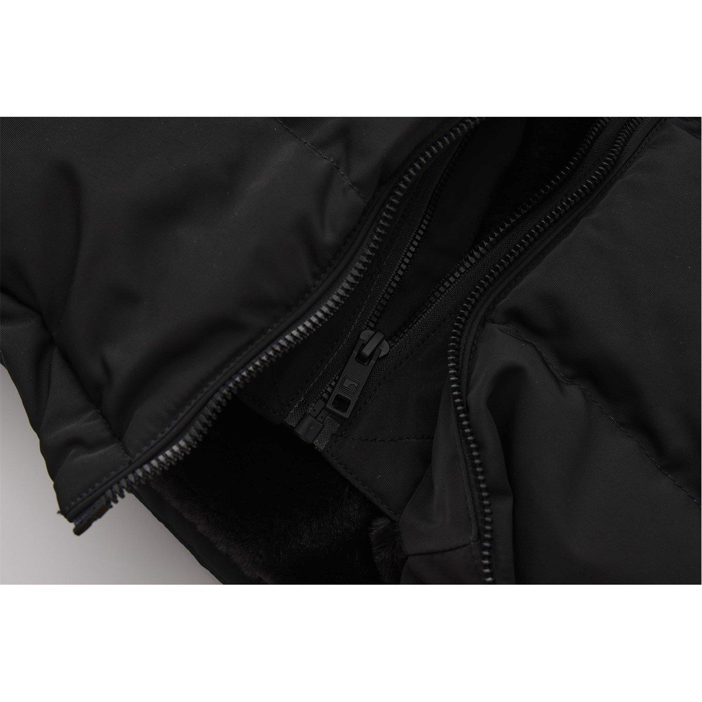 Negro - SoulCal - Double Zip Detachable Faux Fur Hood Fleece Lined Short Puffer Jacket - 8