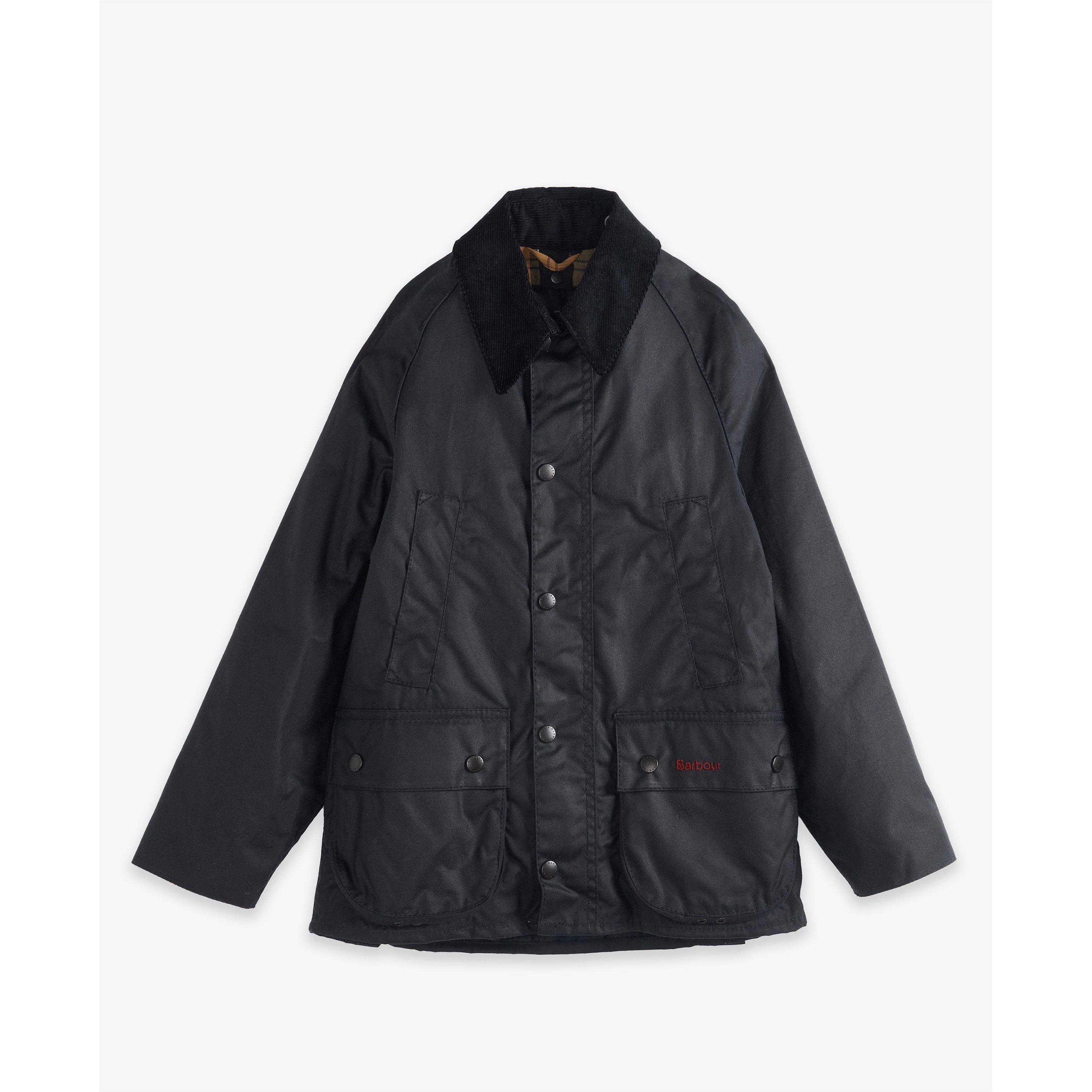 Navy - Barbour - Kids' Bedale Water Resistant Waxed Cotton Long Sleeve Wax Jacket - 2