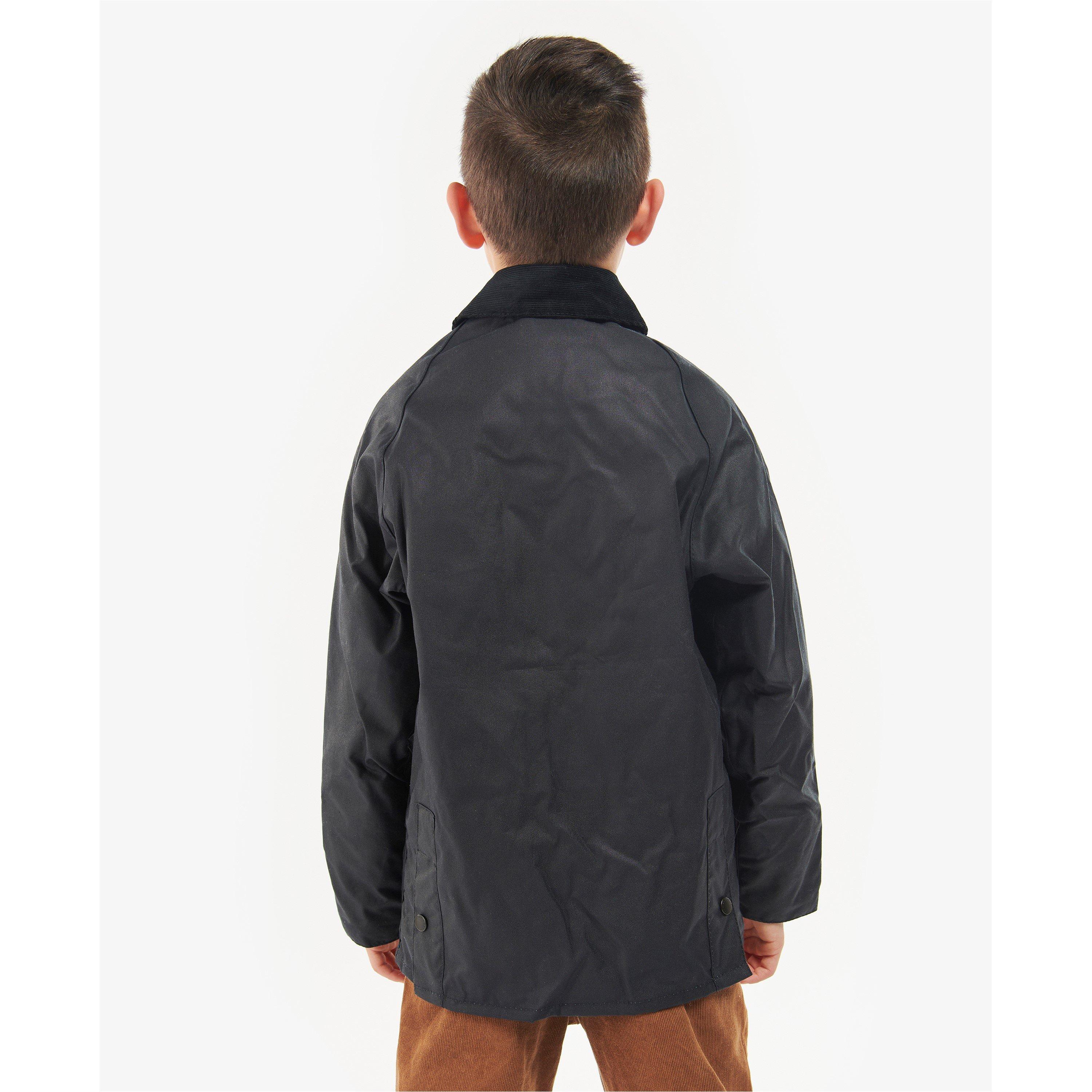 Navy - Barbour - Kids' Bedale Water Resistant Waxed Cotton Long Sleeve Wax Jacket - 2