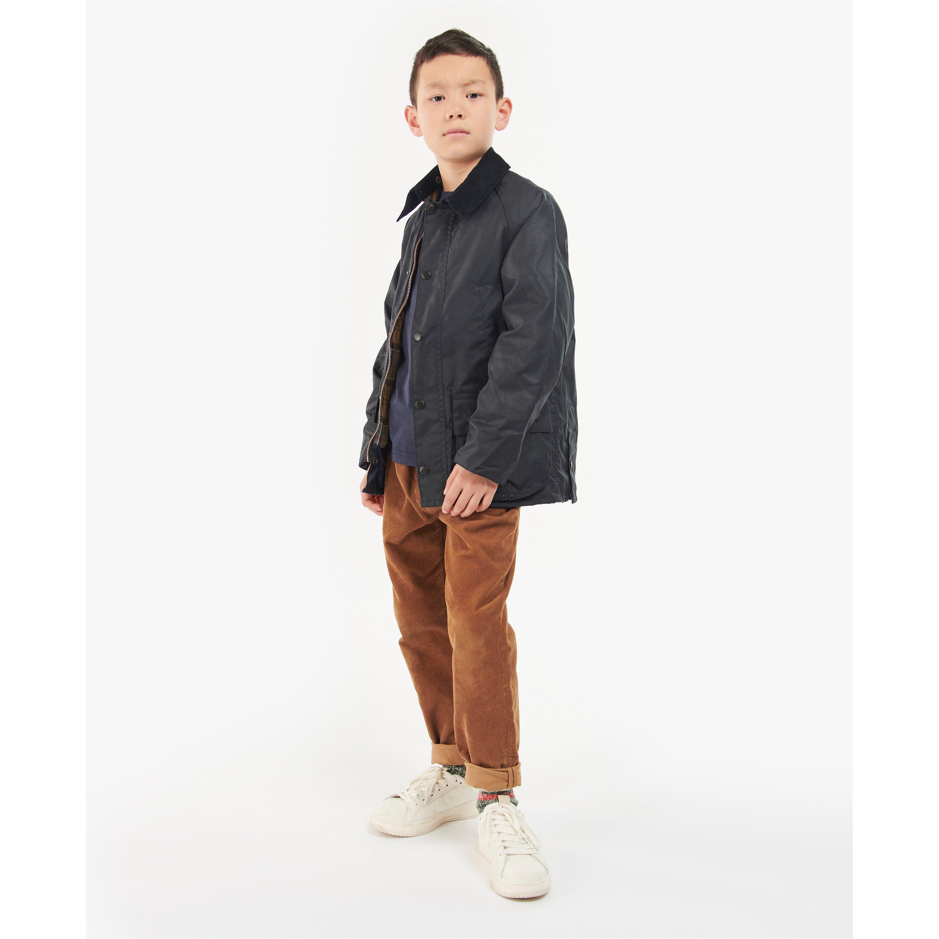 Navy - Barbour - Kids' Bedale Water Resistant Waxed Cotton Long Sleeve Wax Jacket - 3