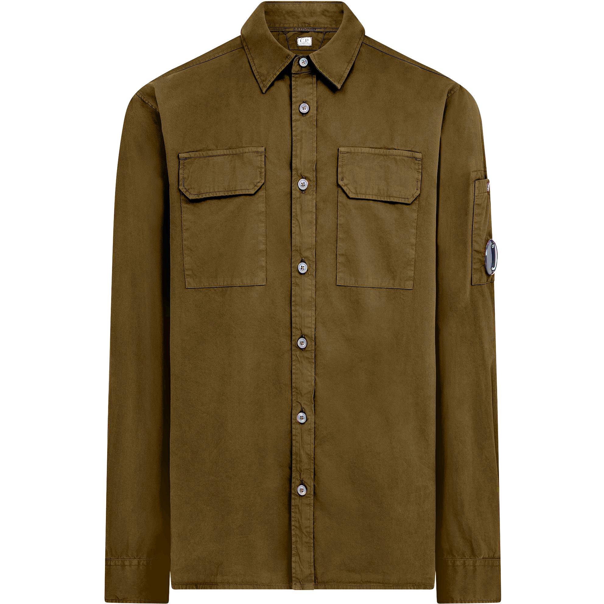 Cp Company Men's Lens Cotton Long Sleeve Double Chest Overshirt - Ivy Green 683 - XS (44)