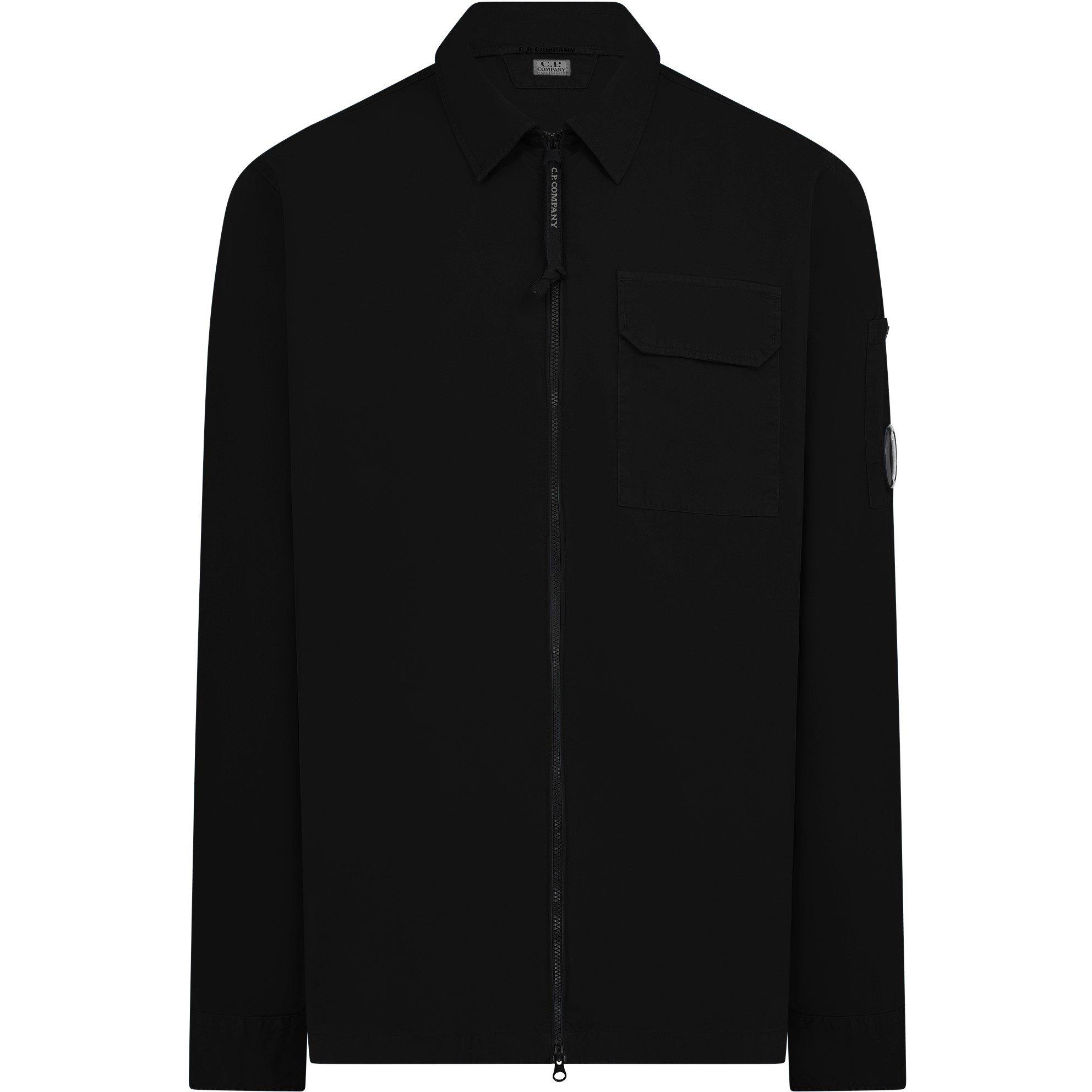 Black 999 - CP Company - Men's Gabardine Lens Cotton Long Sleeve Overshirt - 1